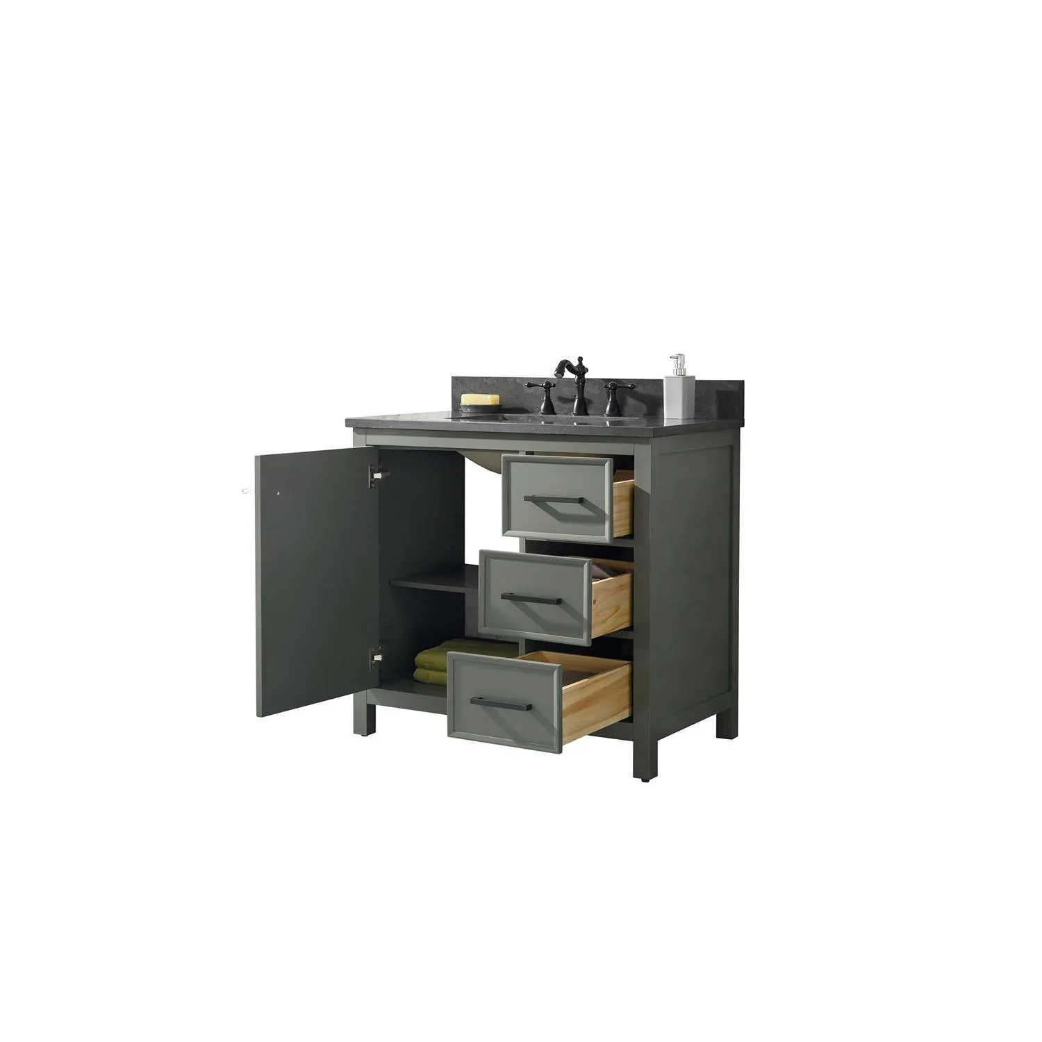 Legion Furniture 36 Inch Blue Lime Stone Top Pewter Green Vanity Cabinet - image 20