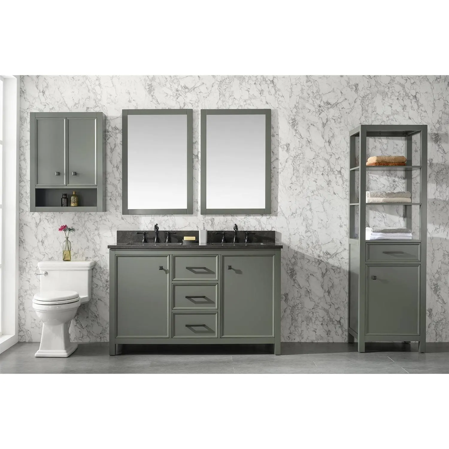 Legion Furniture 54 Inch Blue Lime Stone Top Pewter Green Vanity Cabinet - image 2