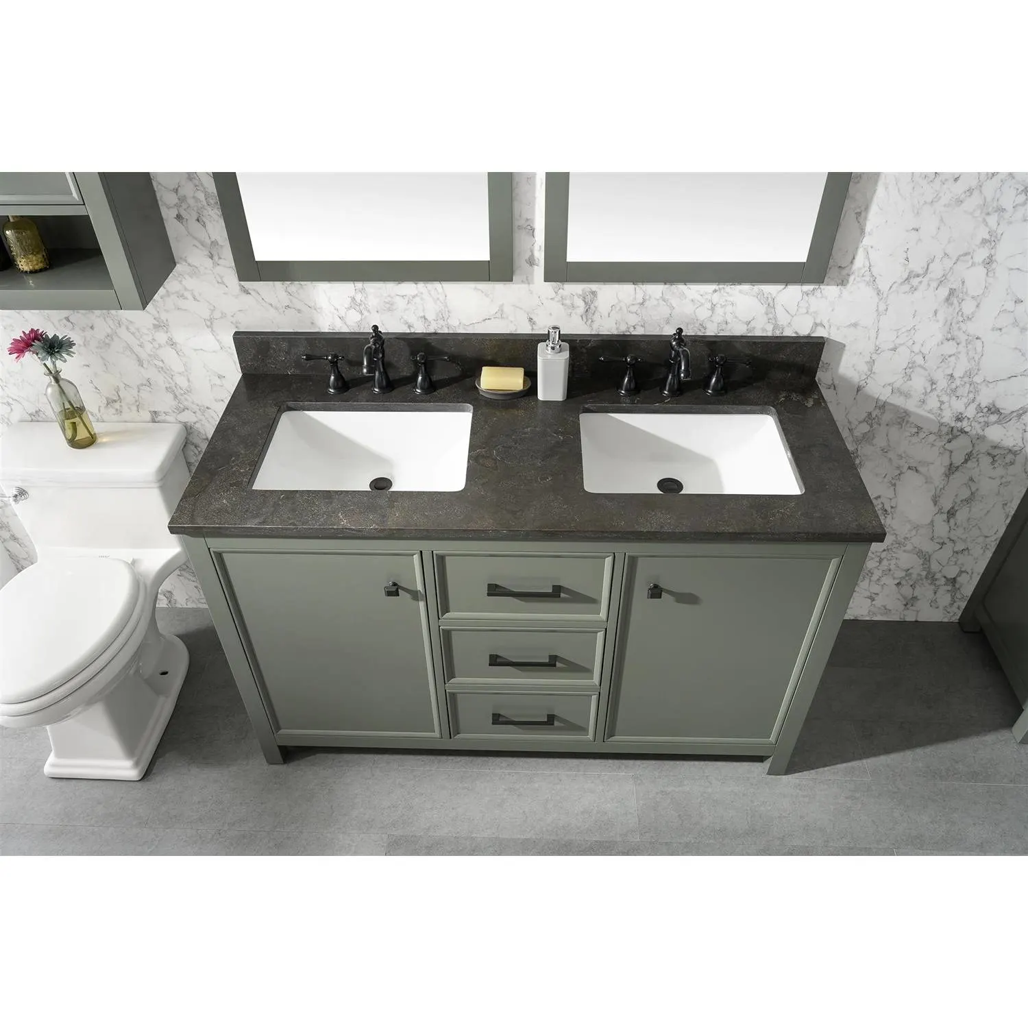 Legion Furniture 54 Inch Blue Lime Stone Top Pewter Green Vanity Cabinet - image 16