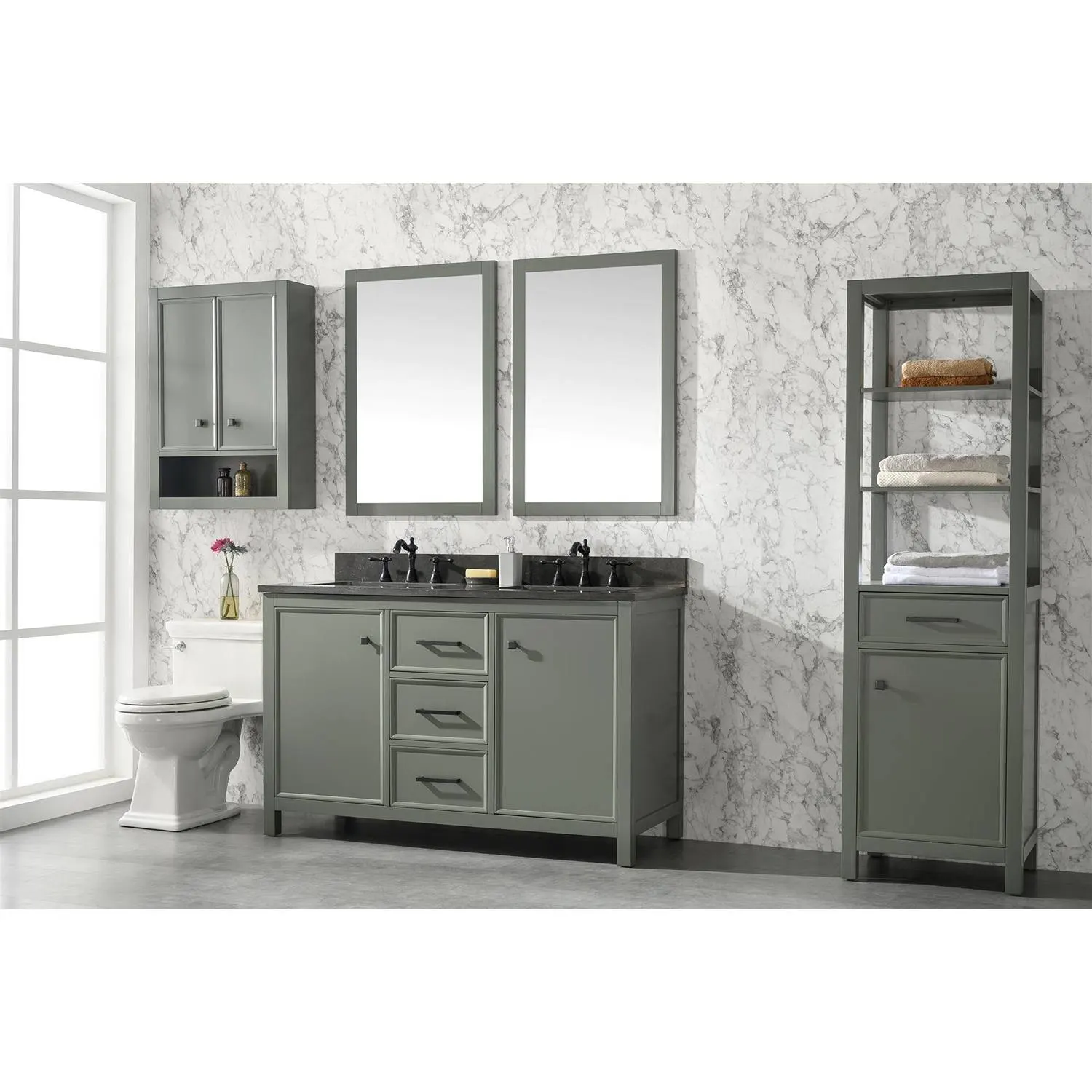 Legion Furniture 54 Inch Blue Lime Stone Top Pewter Green Vanity Cabinet - image 3