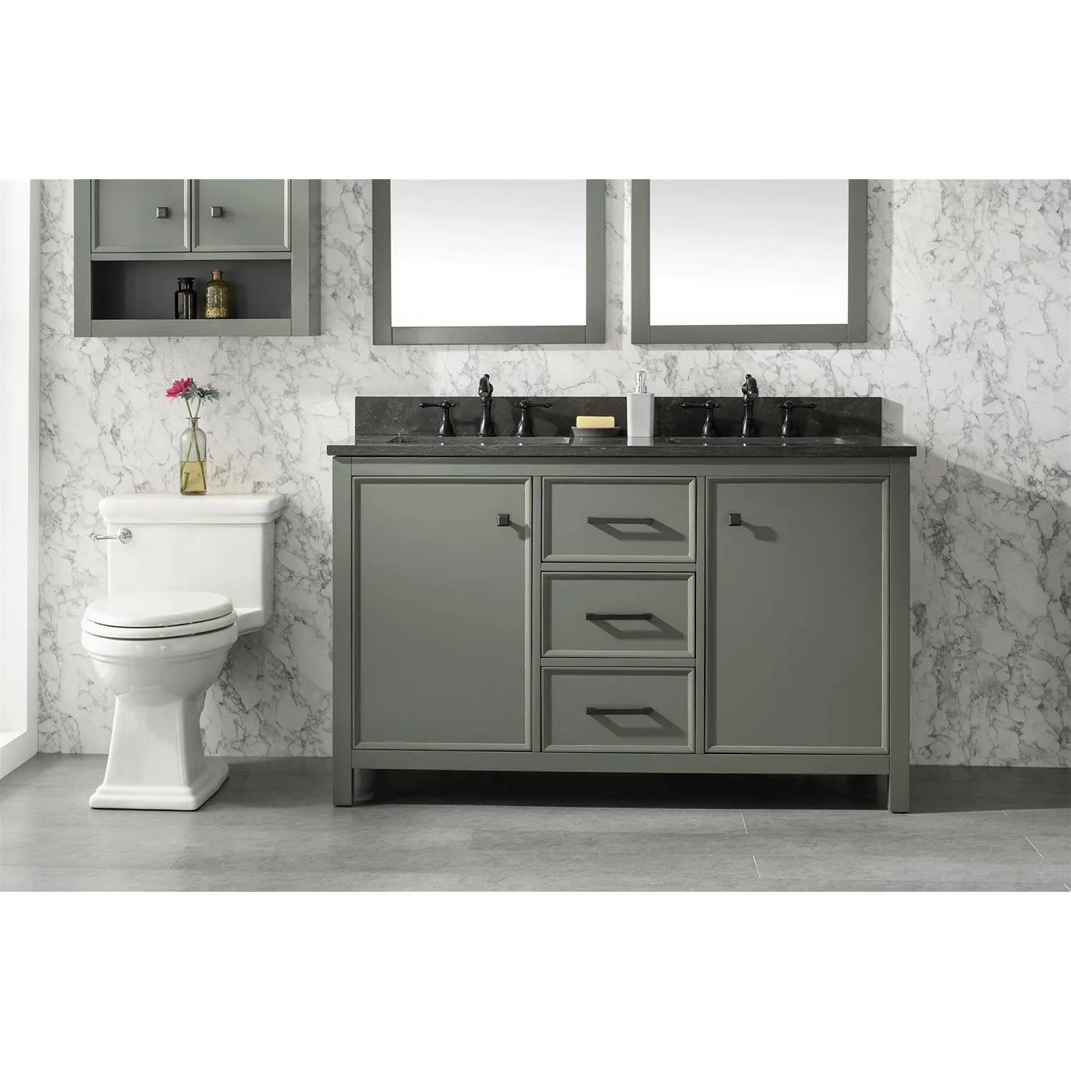 Legion Furniture 54 Inch Blue Lime Stone Top Pewter Green Vanity Cabinet - image 4