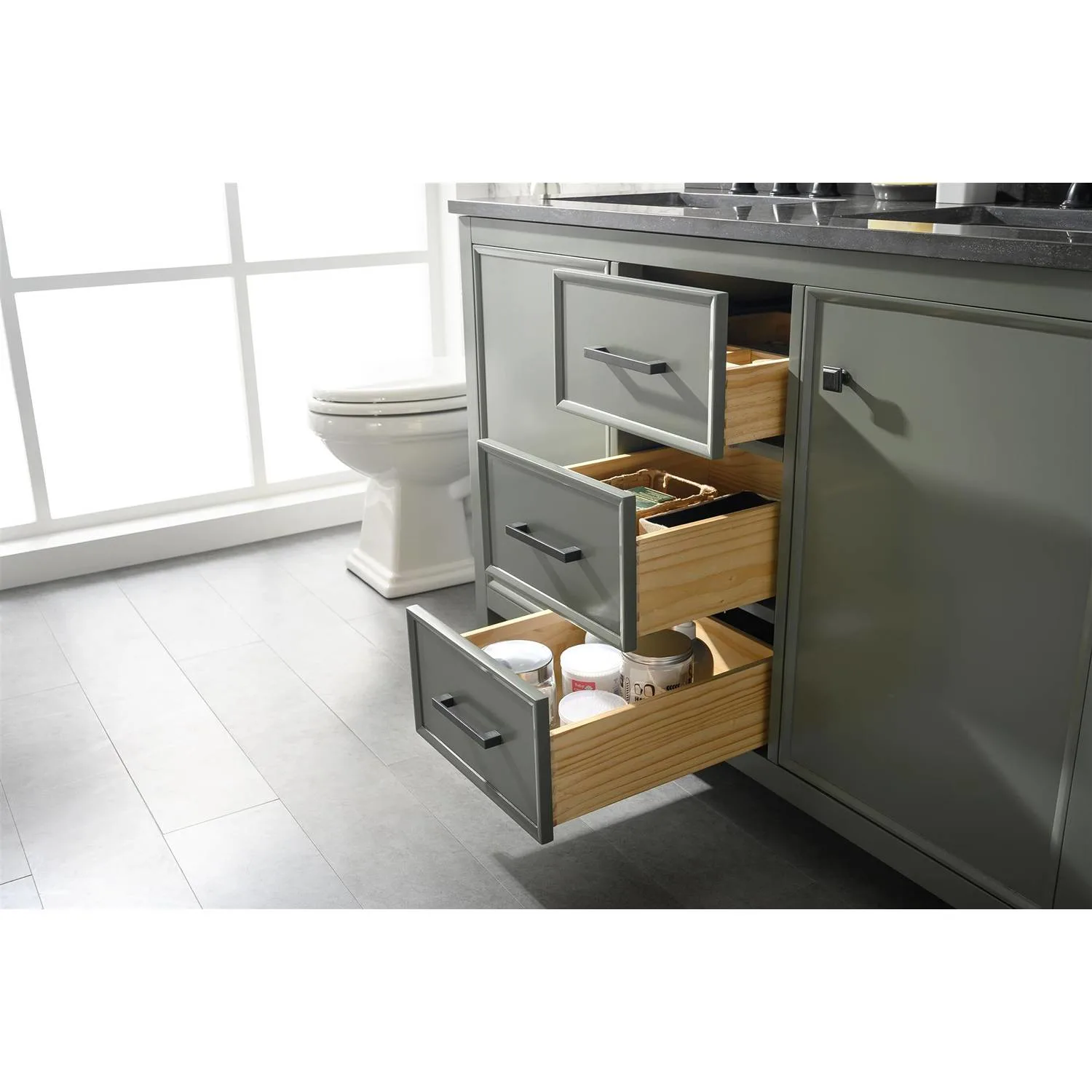 Legion Furniture 54 Inch Blue Lime Stone Top Pewter Green Vanity Cabinet - image 8