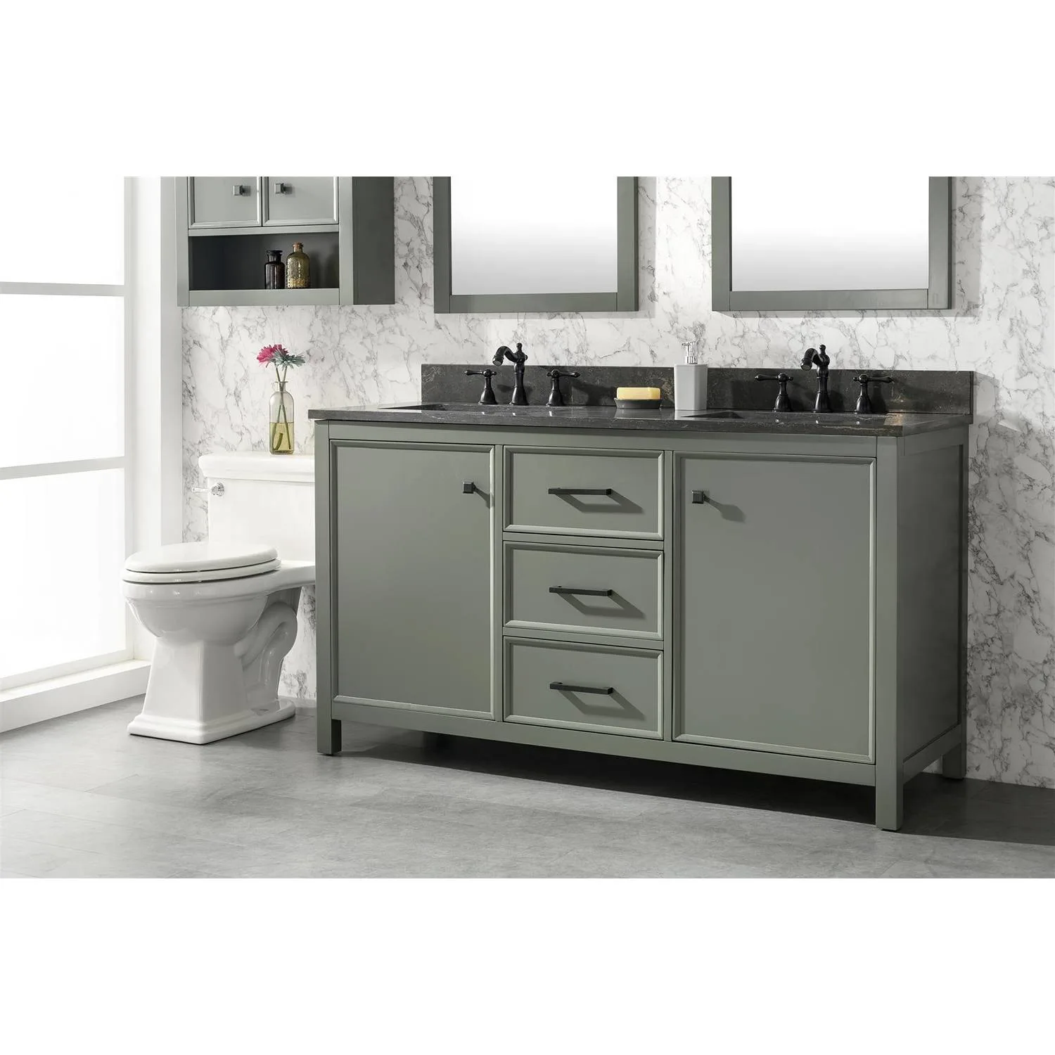 Legion Furniture 60 Inch Blue Lime Stone Top Pewter Green Vanity Cabinet - image 13