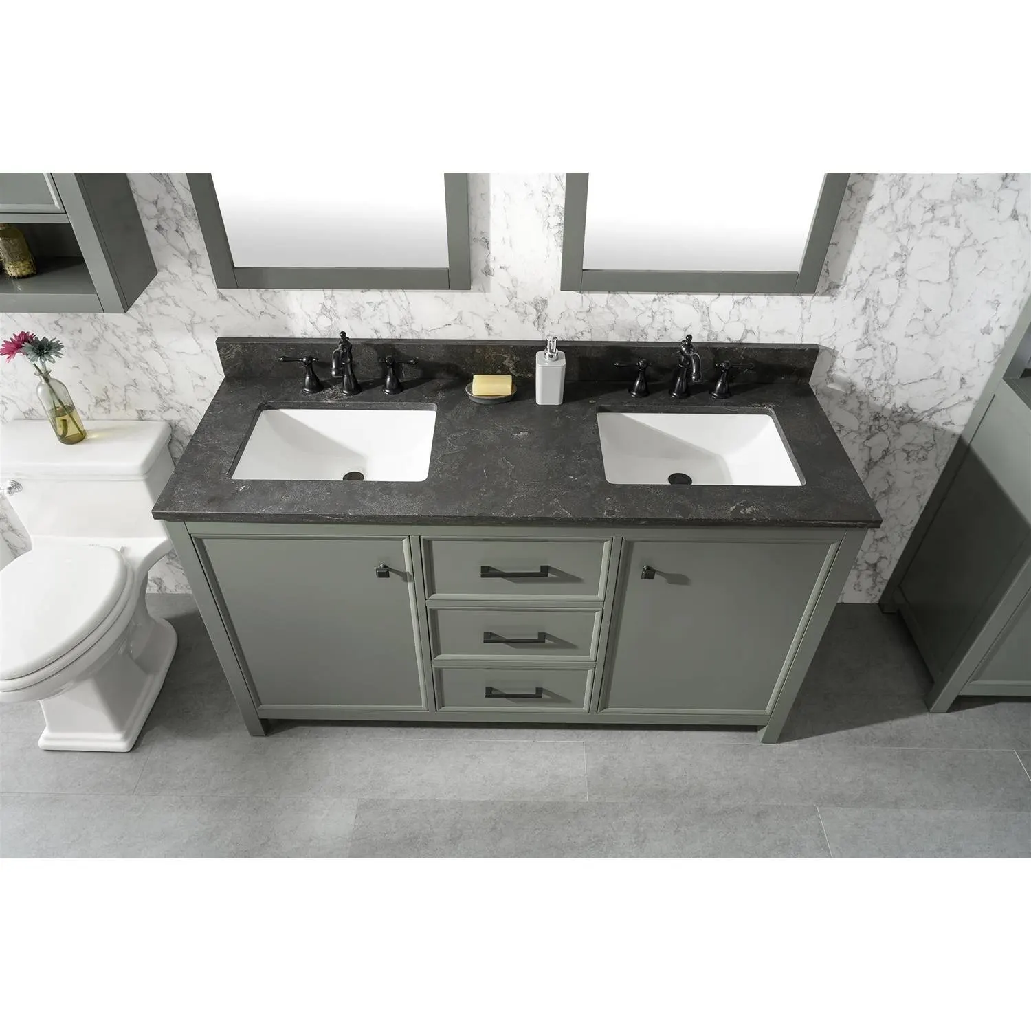 Legion Furniture 60 Inch Blue Lime Stone Top Pewter Green Vanity Cabinet - image 16