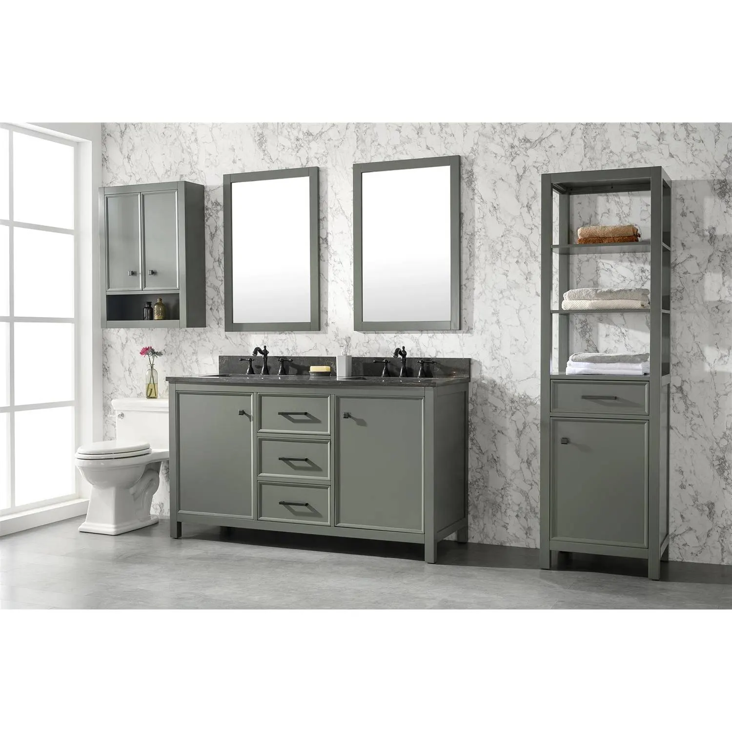 Legion Furniture 60 Inch Blue Lime Stone Top Pewter Green Vanity Cabinet - image 3