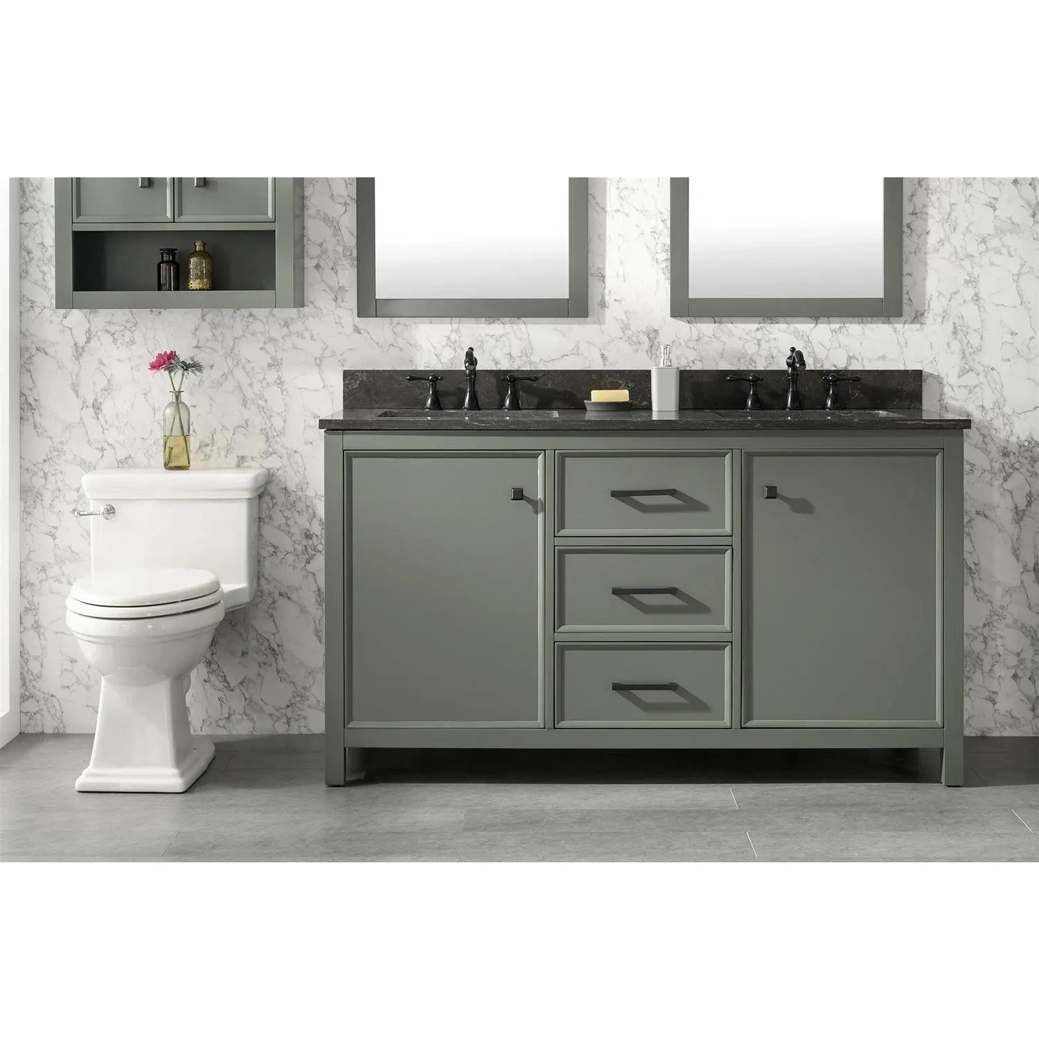 Legion Furniture 60 Inch Blue Lime Stone Top Pewter Green Vanity Cabinet - image 4