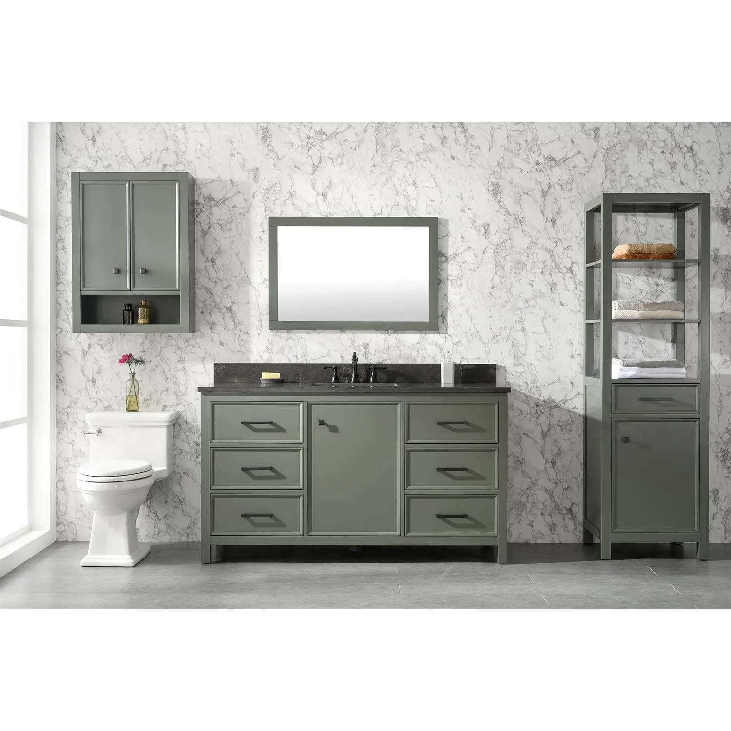 Legion Furniture 60 Inch Blue Lime Stone Top Pewter Green Vanity Cabinet - image 20