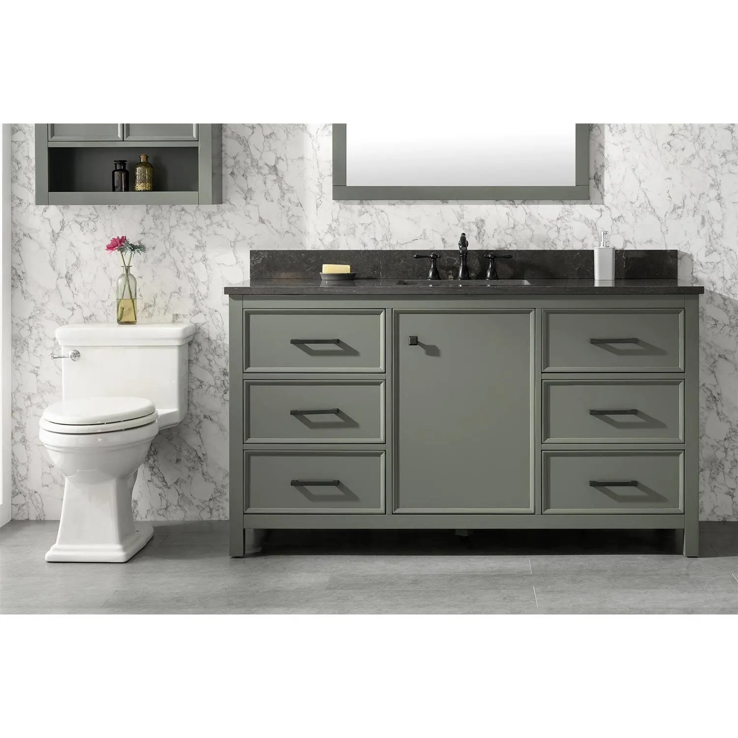 Legion Furniture 60 Inch Blue Lime Stone Top Pewter Green Vanity Cabinet - image 3