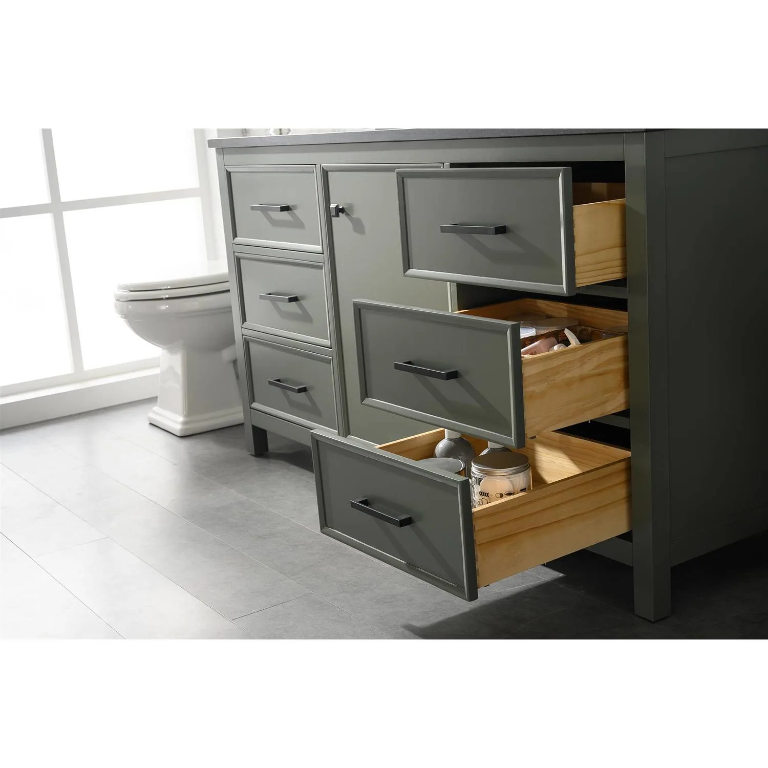 Legion Furniture 60 Inch Blue Lime Stone Top Pewter Green Vanity Cabinet - image 6