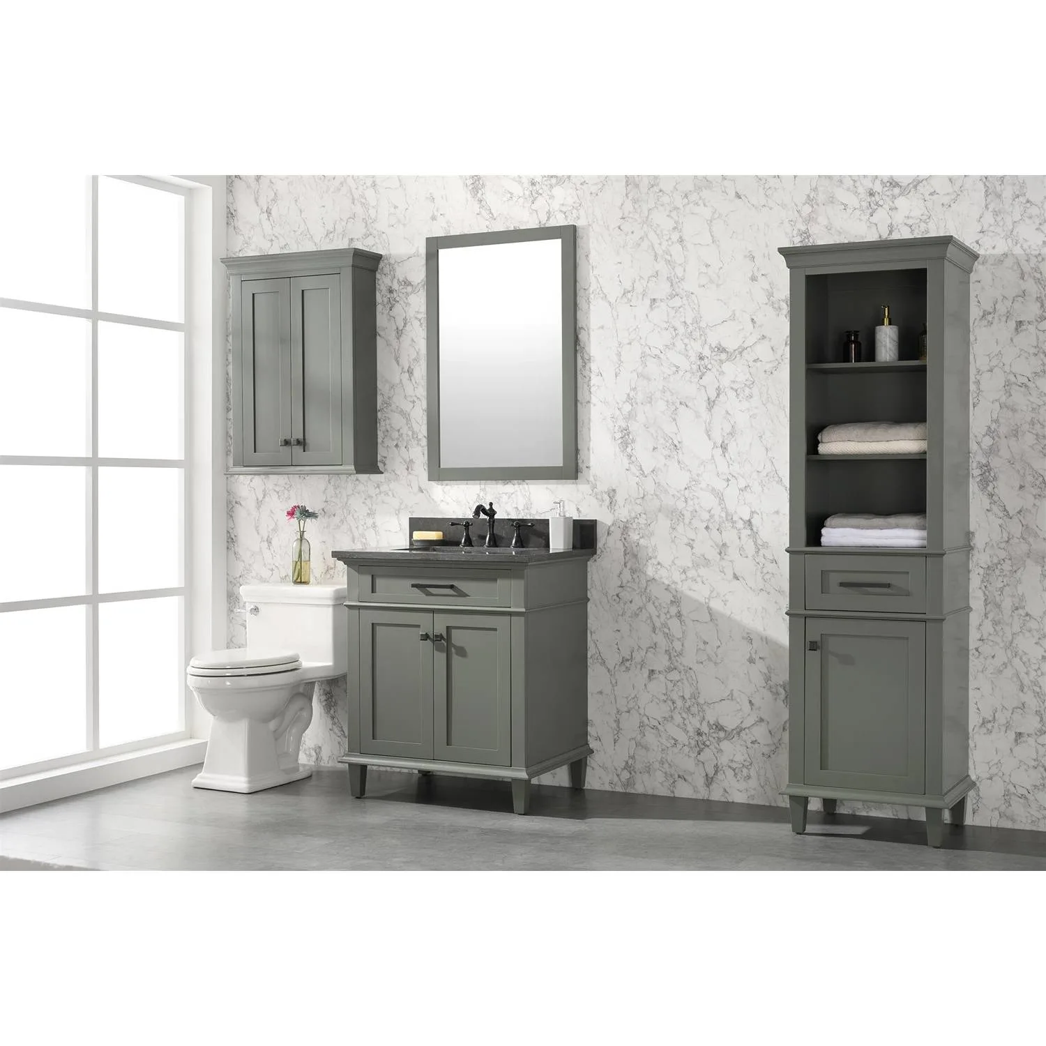 Legion Furniture 30 Inch Blue Lime Stone Top Pewter Green Vanity Cabinet - image 2