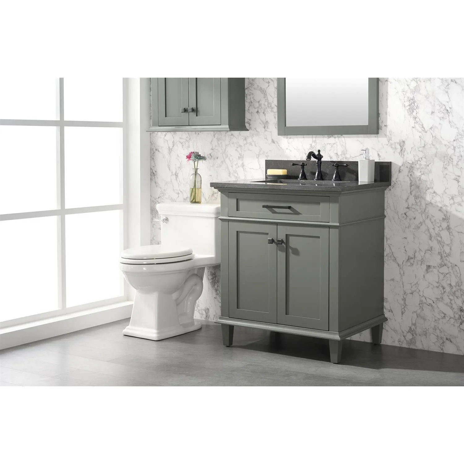 Legion Furniture 30 Inch Blue Lime Stone Top Pewter Green Vanity Cabinet - image 11