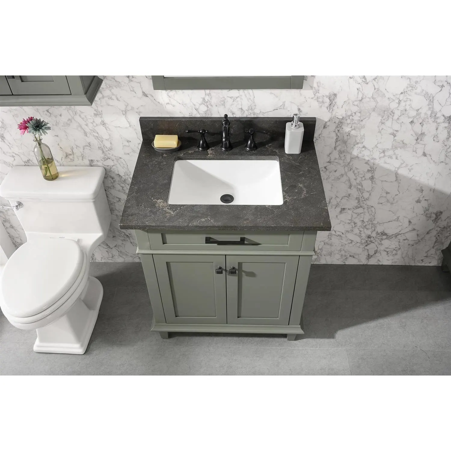 Legion Furniture 30 Inch Blue Lime Stone Top Pewter Green Vanity Cabinet - image 14