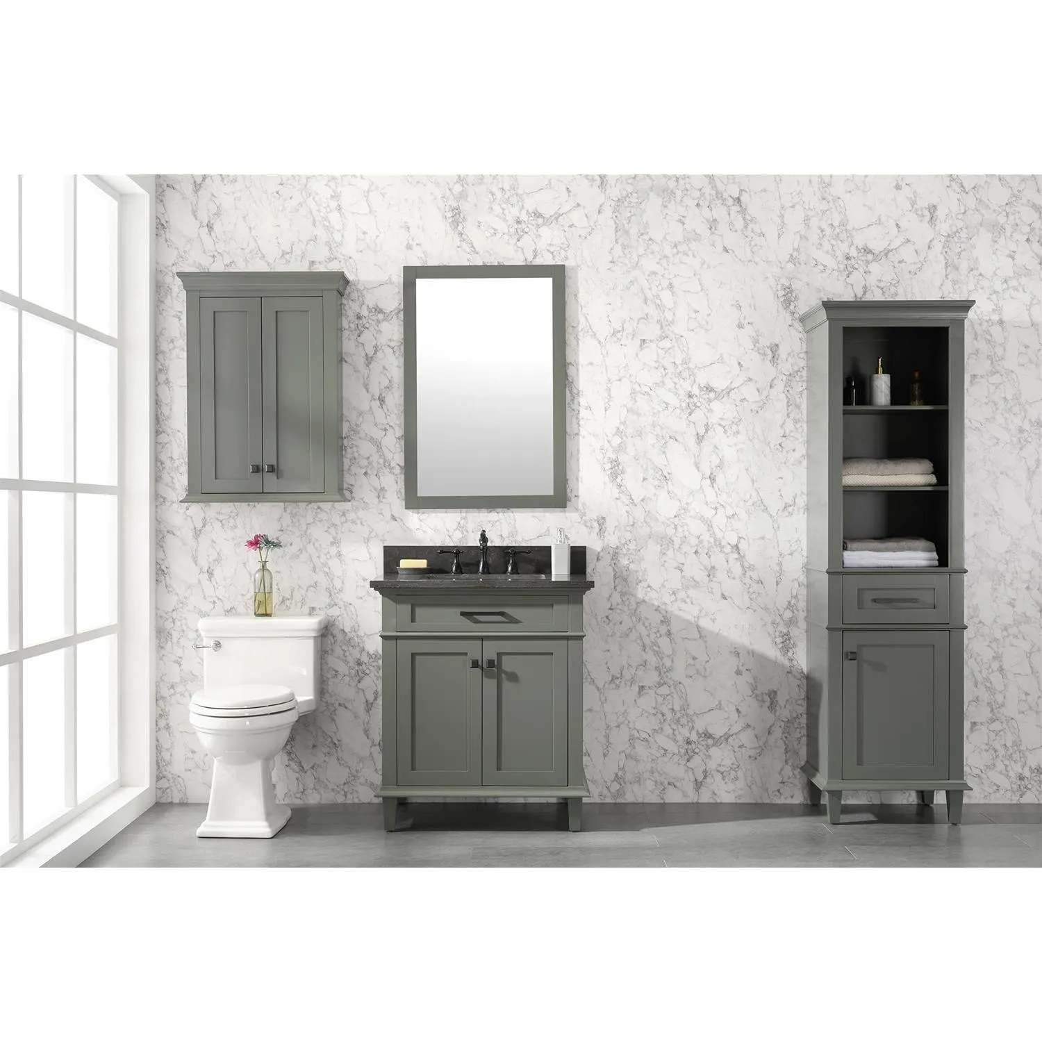 Legion Furniture 30 Inch Blue Lime Stone Top Pewter Green Vanity Cabinet - image 21