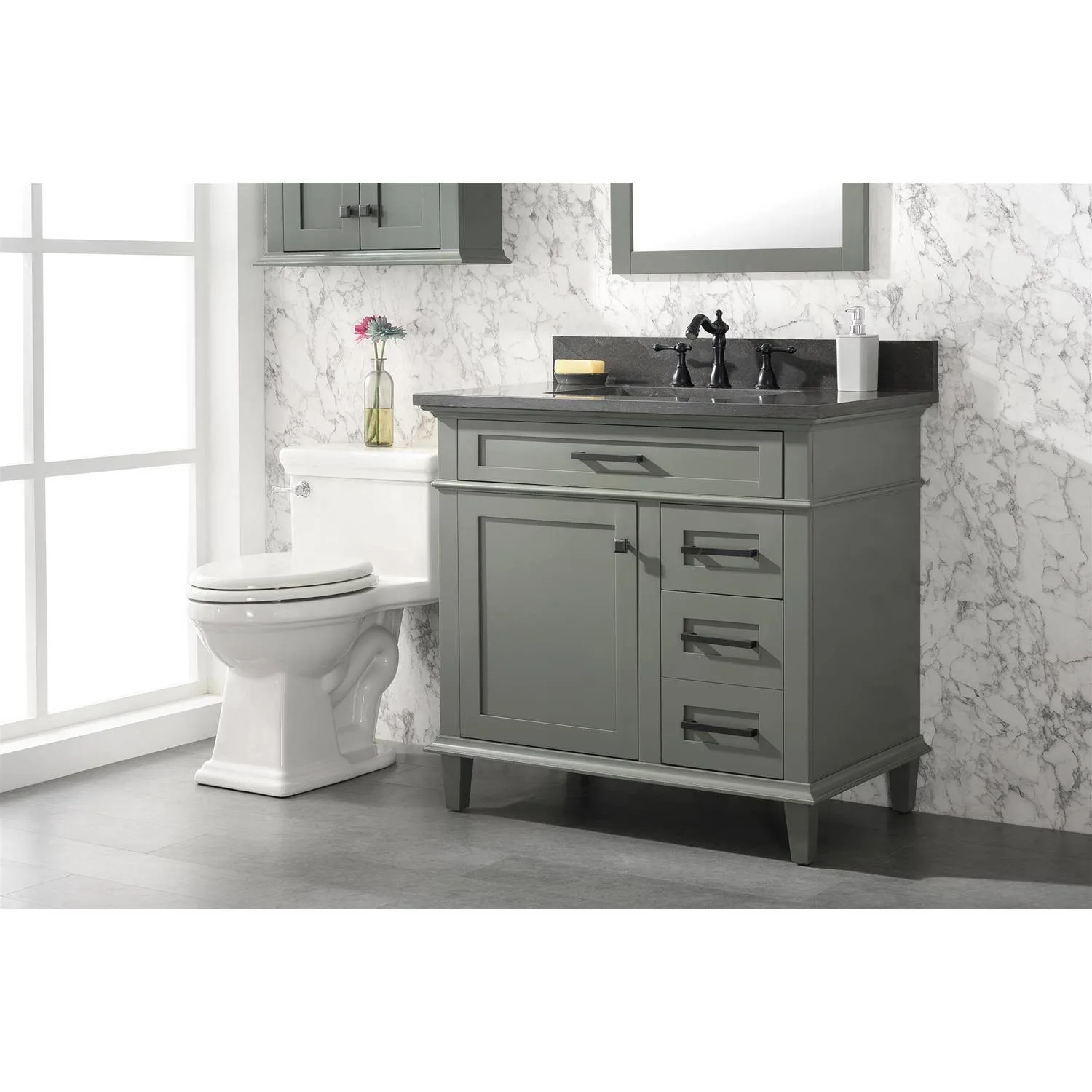 Legion Furniture 36 Inch Blue Lime Stone Top Pewter Green Vanity Cabinet - image 13