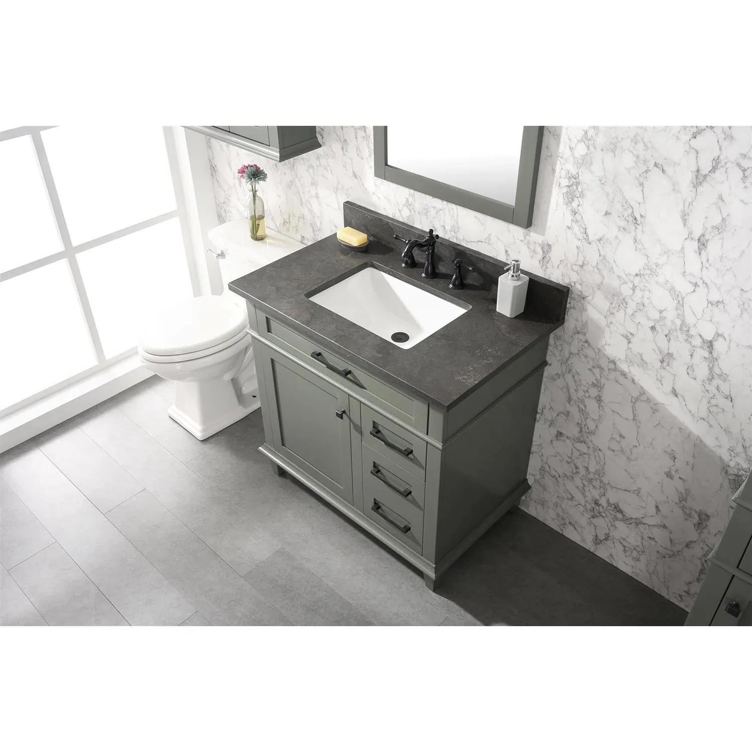Legion Furniture 36 Inch Blue Lime Stone Top Pewter Green Vanity Cabinet - image 15