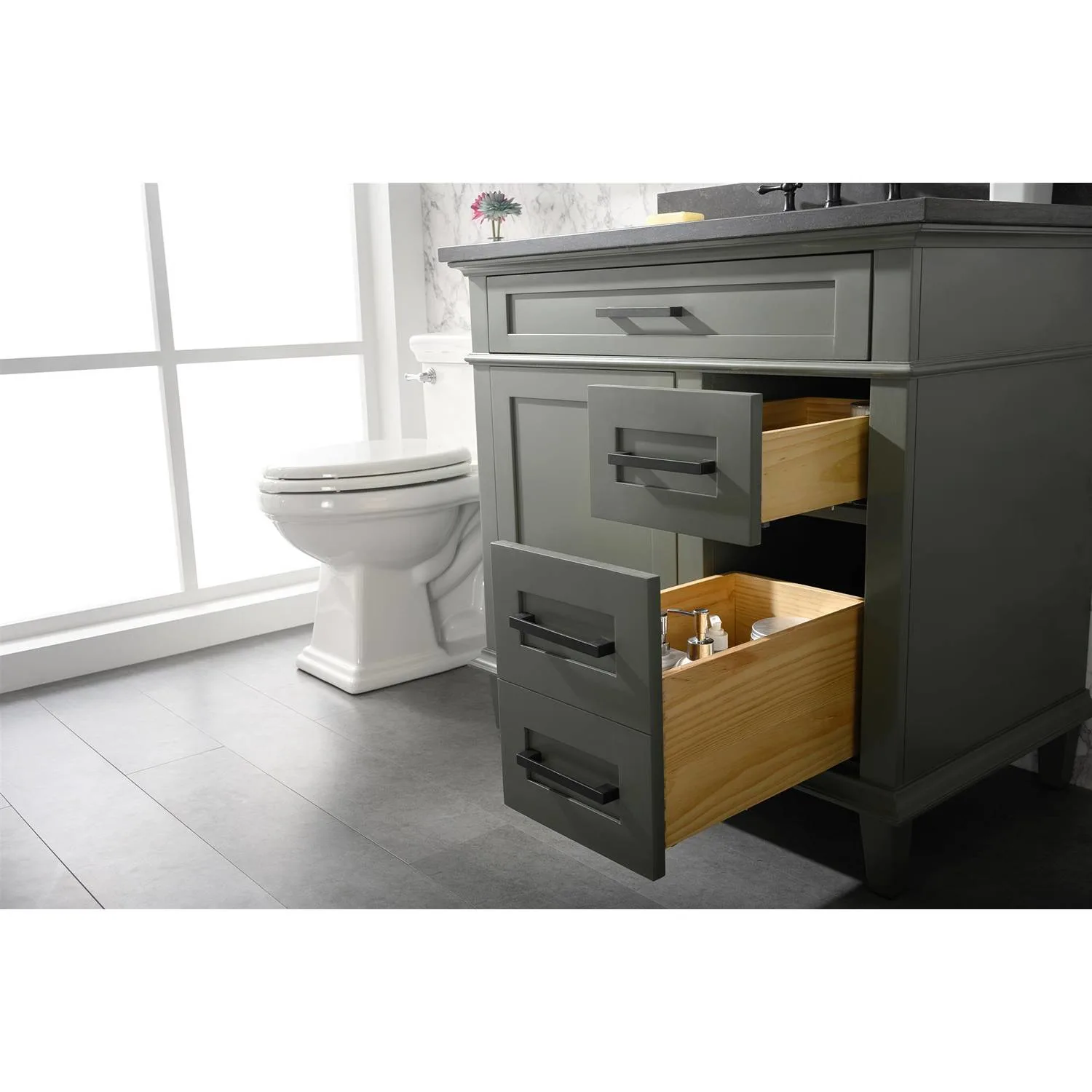 Legion Furniture 36 Inch Blue Lime Stone Top Pewter Green Vanity Cabinet - image 5