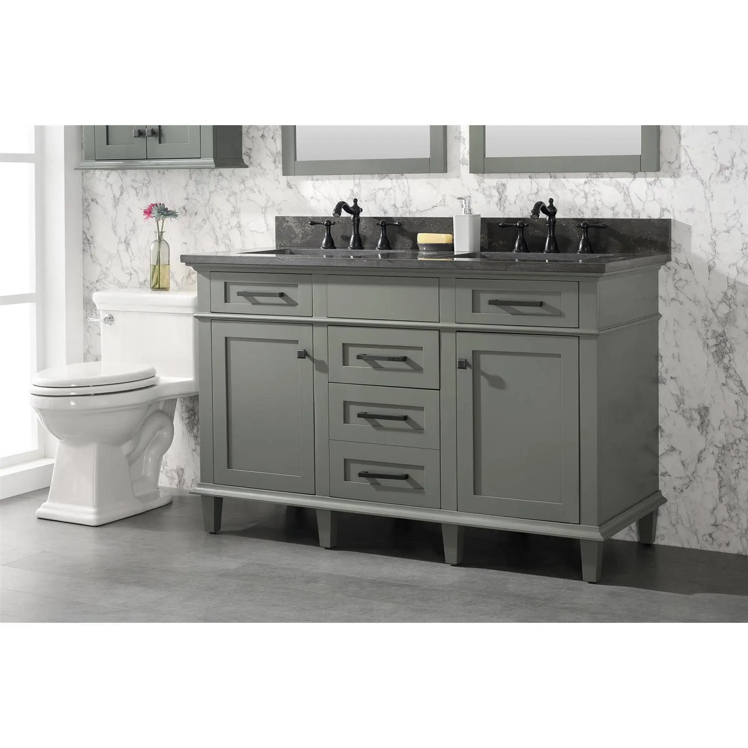 Legion Furniture 54 Inch Blue Lime Stone Top Pewter Green Vanity Cabinet - image 14