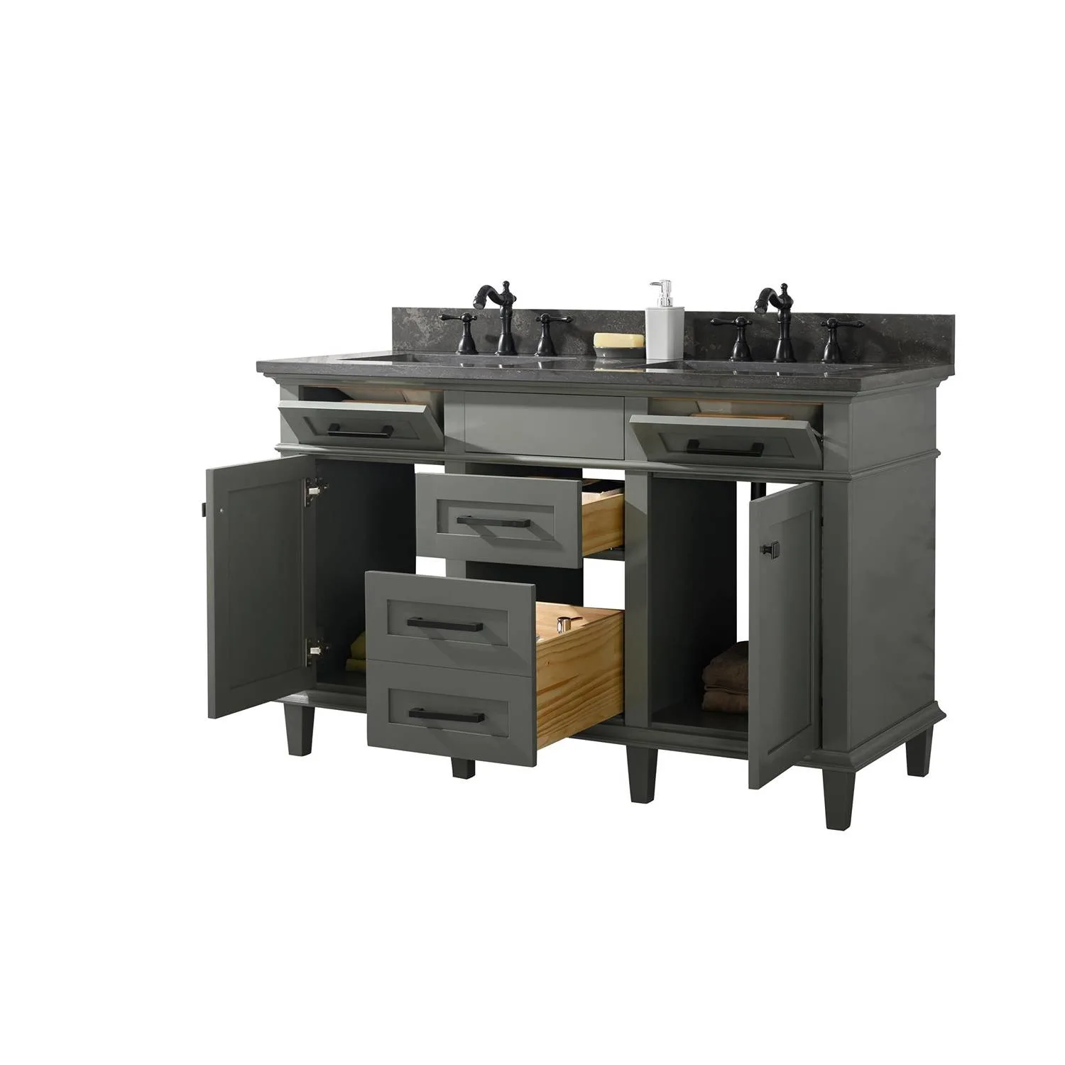 Legion Furniture 54 Inch Blue Lime Stone Top Pewter Green Vanity Cabinet - image 20