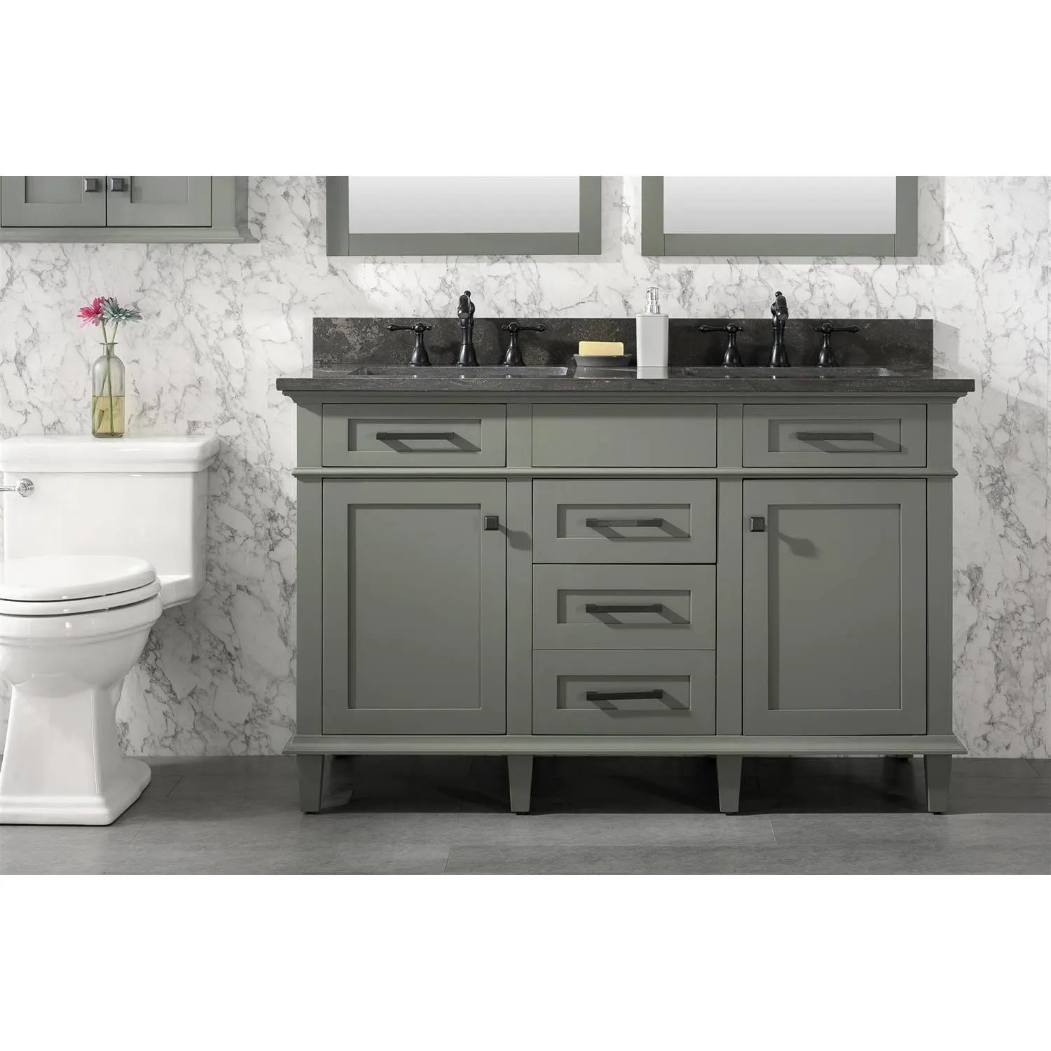 Legion Furniture 54 Inch Blue Lime Stone Top Pewter Green Vanity Cabinet - image 3