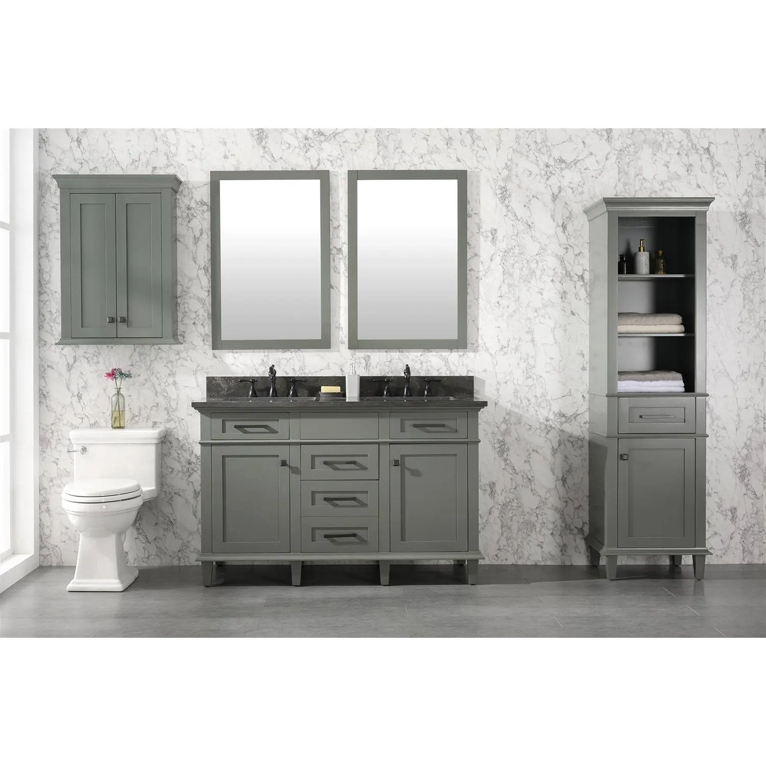 Legion Furniture 54 Inch Blue Lime Stone Top Pewter Green Vanity Cabinet - image 23