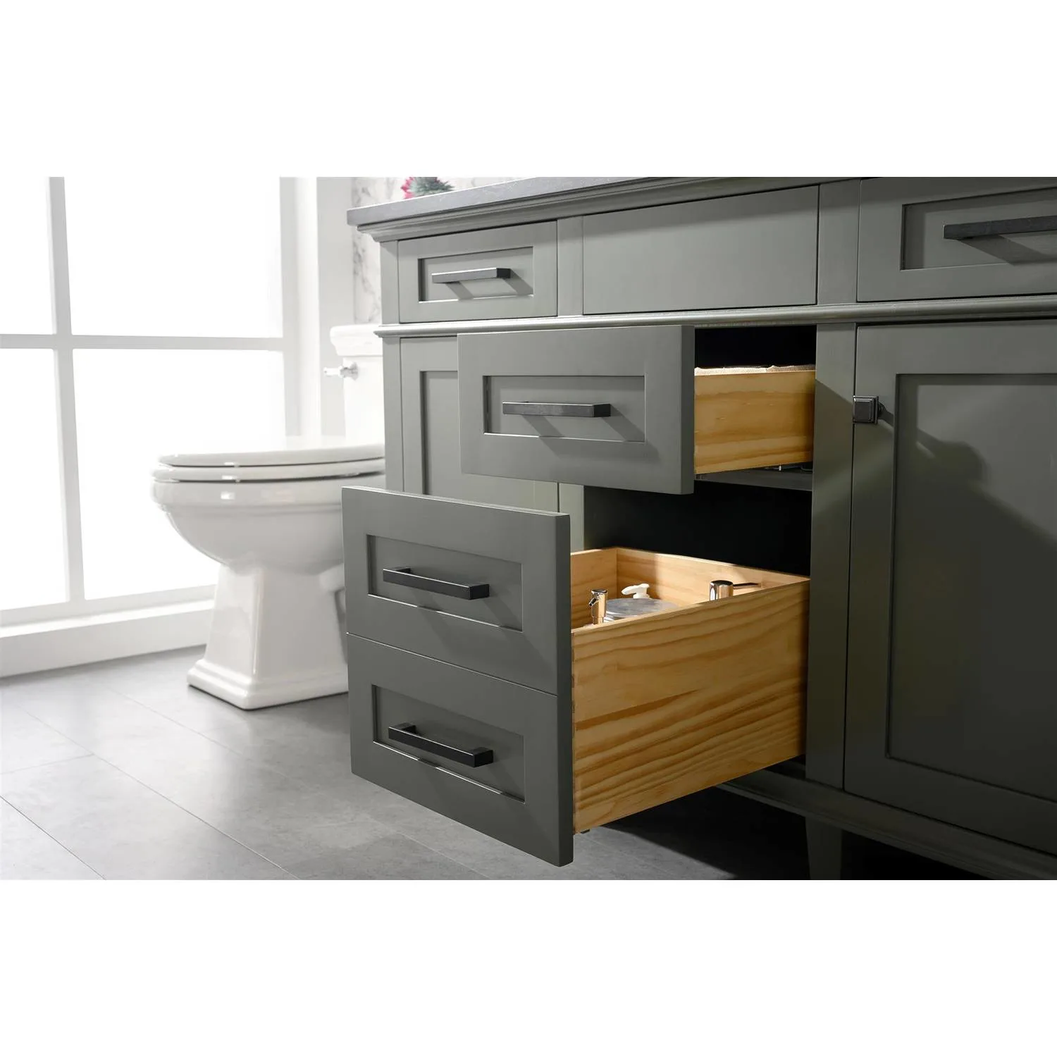 Legion Furniture 54 Inch Blue Lime Stone Top Pewter Green Vanity Cabinet - image 7