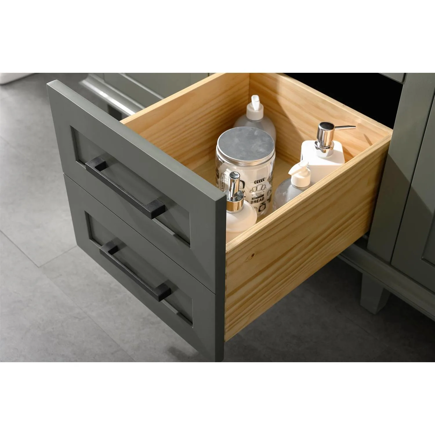 Legion Furniture 54 Inch Blue Lime Stone Top Pewter Green Vanity Cabinet - image 9