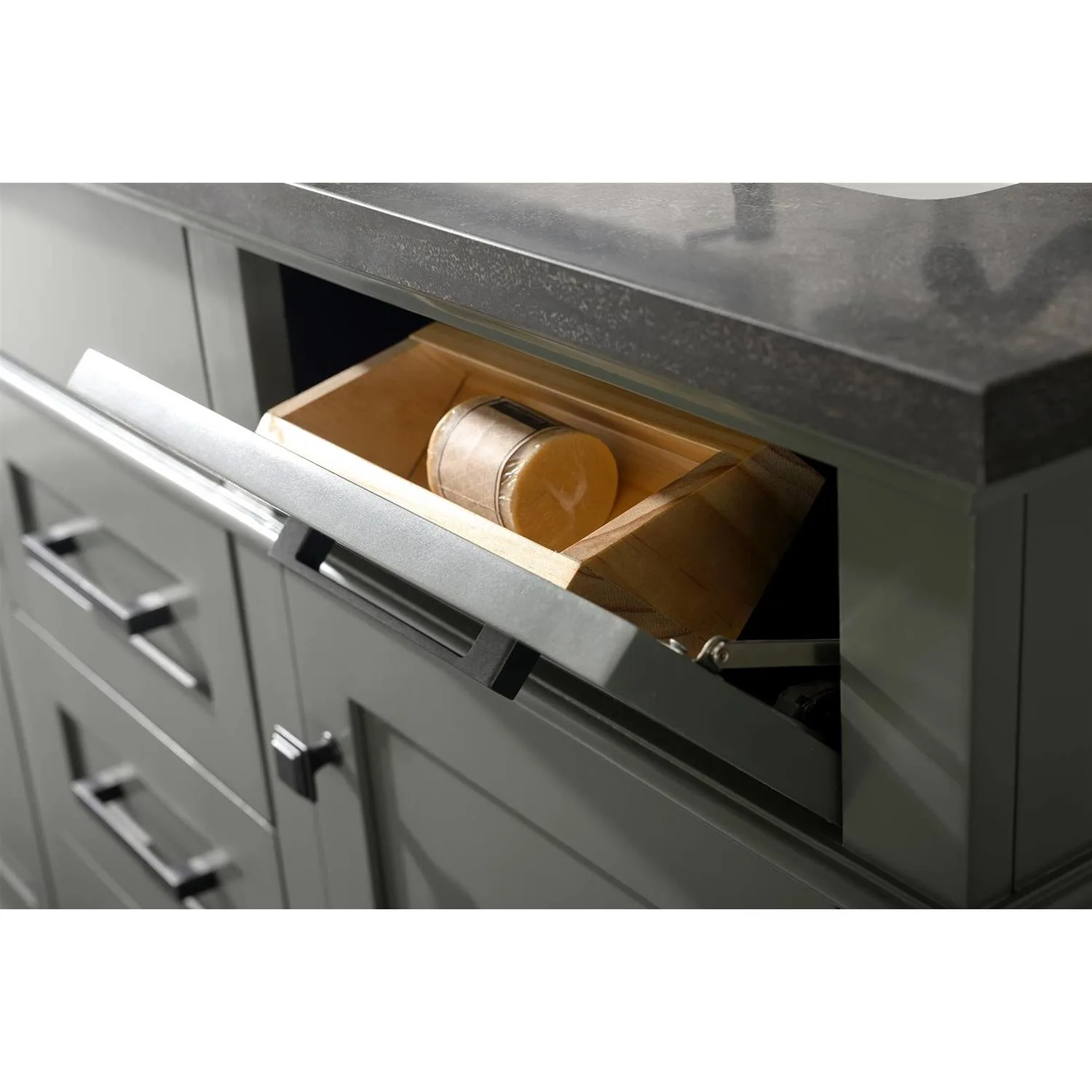 Legion Furniture 54 Inch Blue Lime Stone Top Pewter Green Vanity Cabinet - image 10