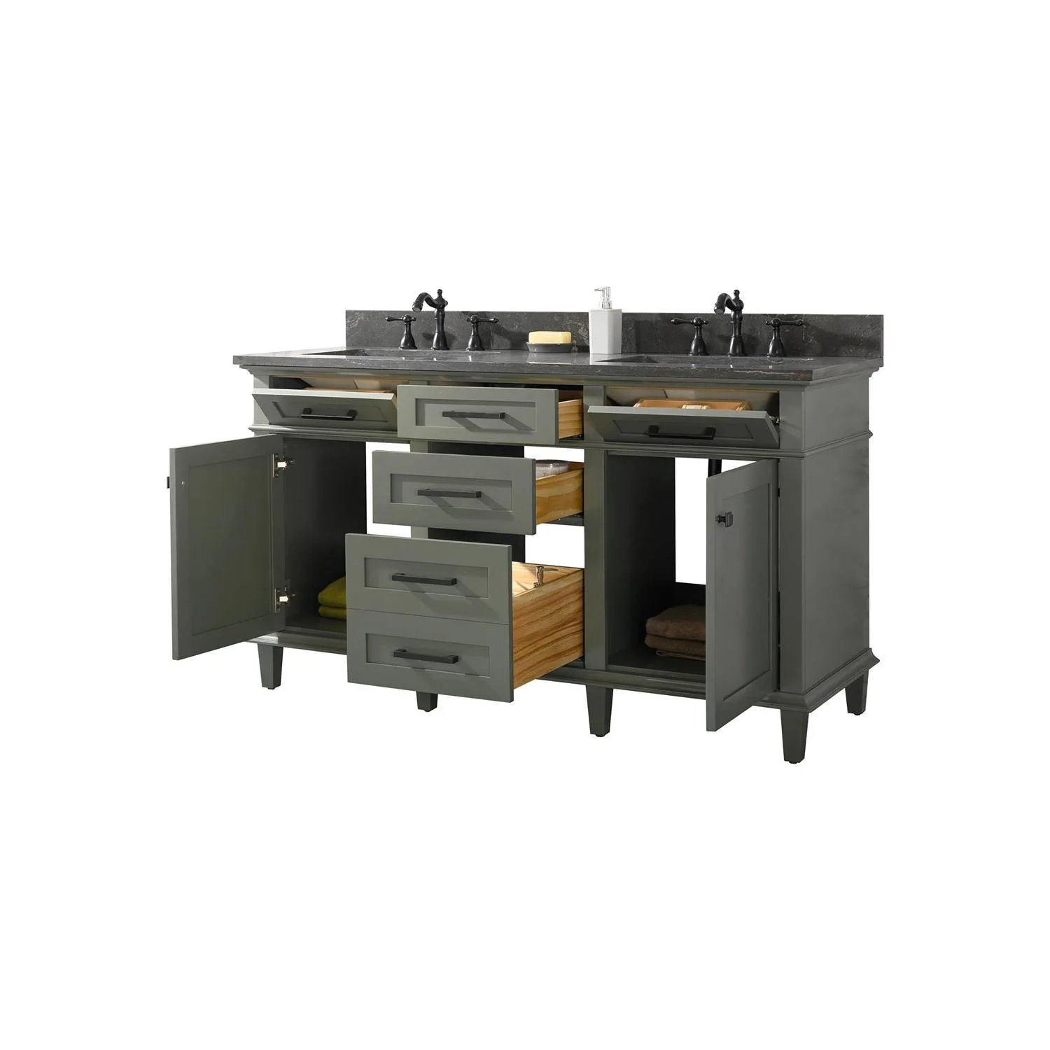 Legion Furniture 60 Inch Blue Lime Stone Top Pewter Green Vanity Cabinet - image 17