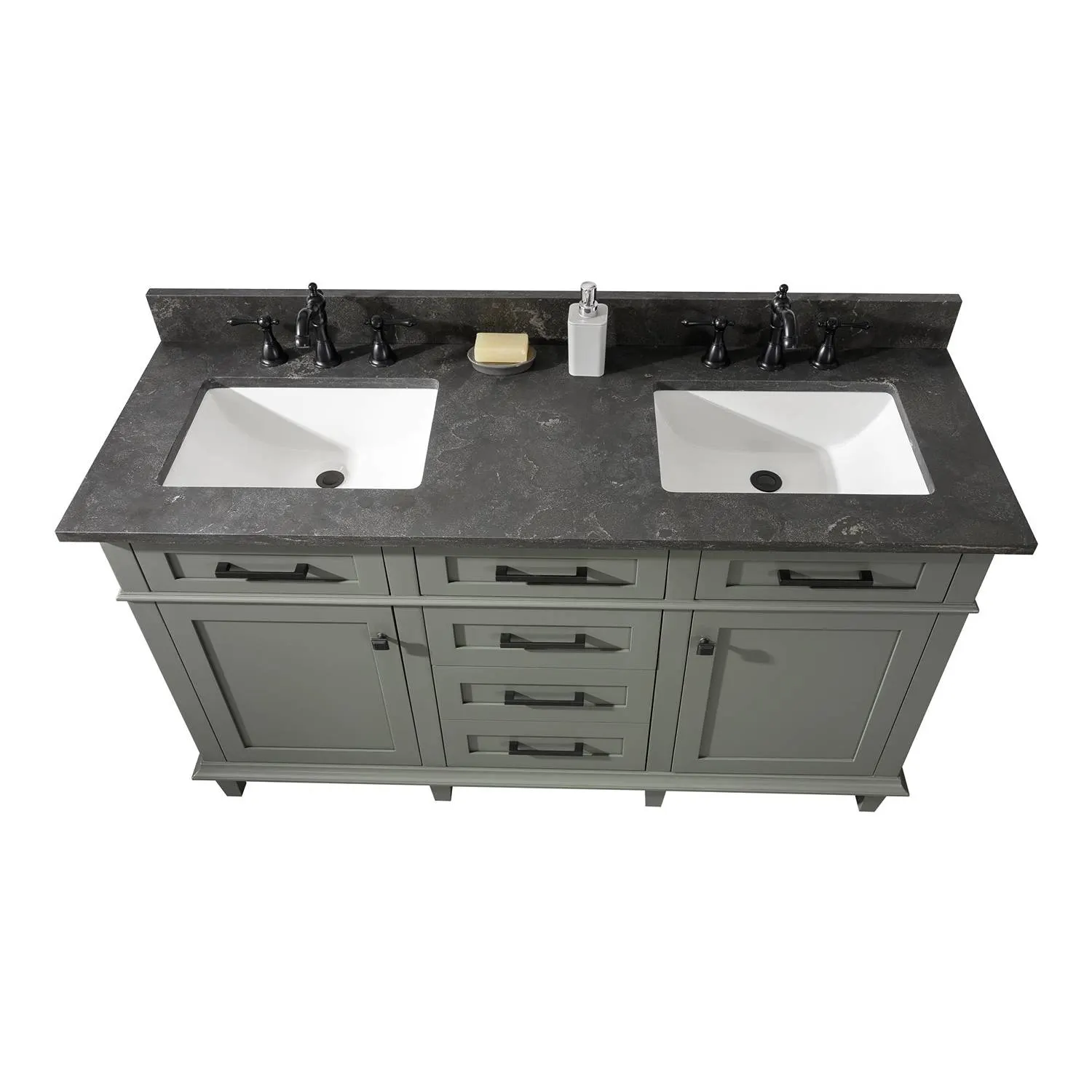 Legion Furniture 60 Inch Blue Lime Stone Top Pewter Green Vanity Cabinet - image 19