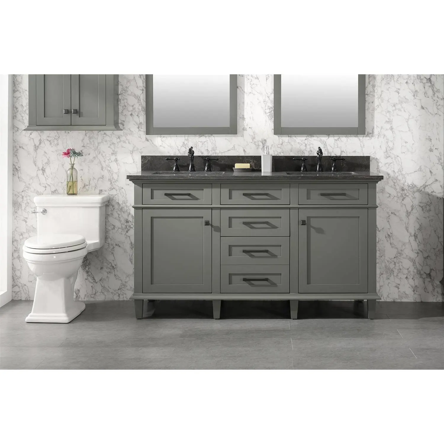Legion Furniture 60 Inch Blue Lime Stone Top Pewter Green Vanity Cabinet - image 4