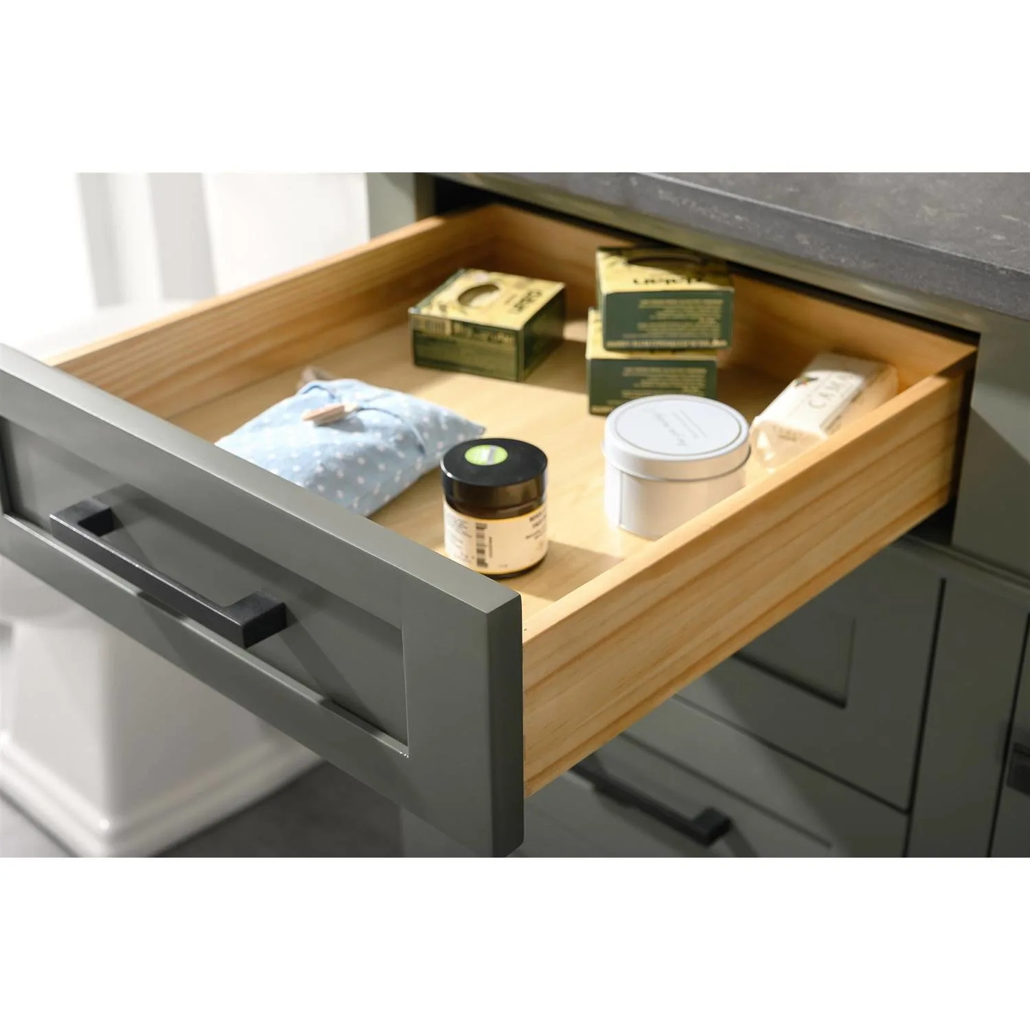 Legion Furniture 60 Inch Blue Lime Stone Top Pewter Green Vanity Cabinet - image 13