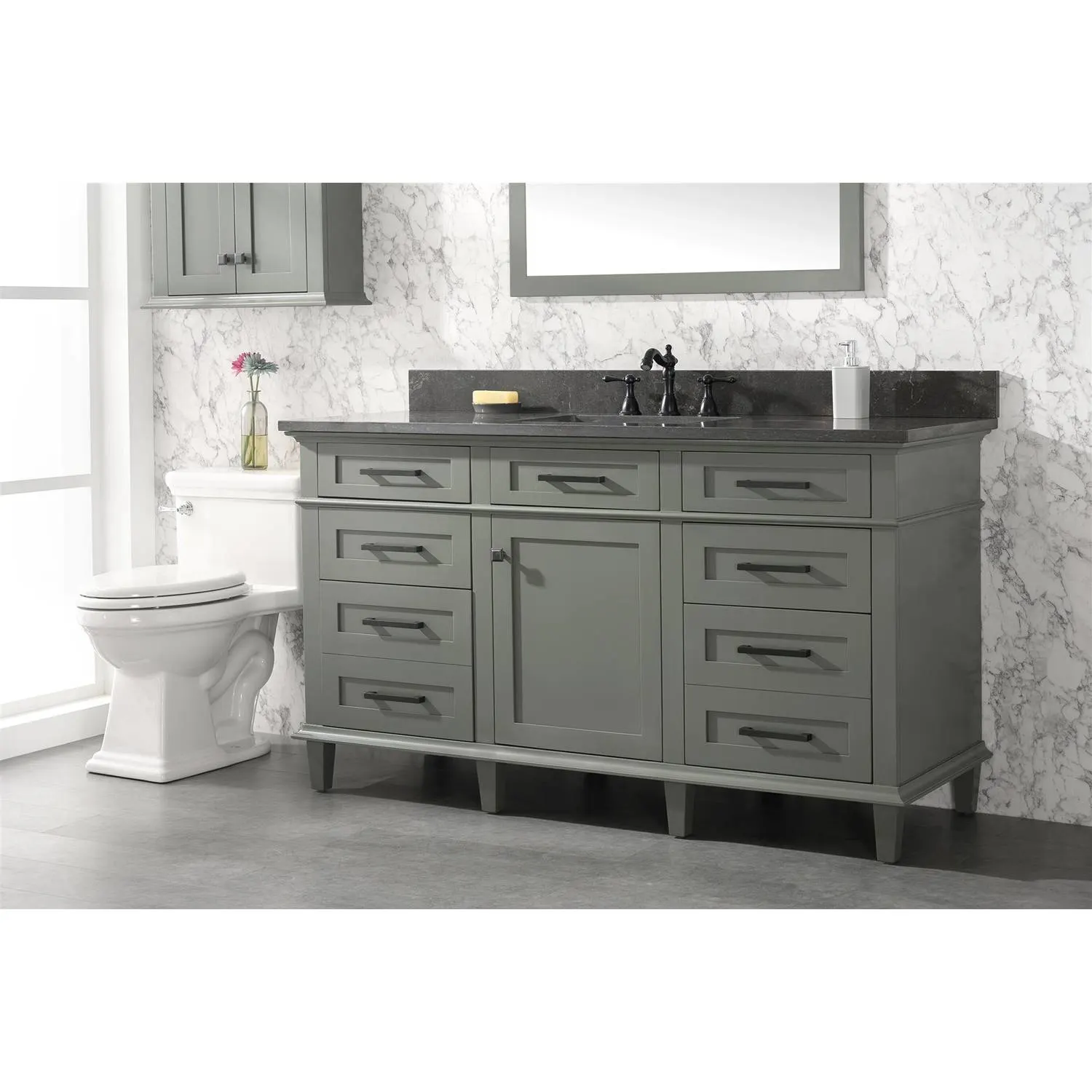 Legion Furniture 60 Inch Blue Lime Stone Top Pewter Green Vanity Cabinet - image 16