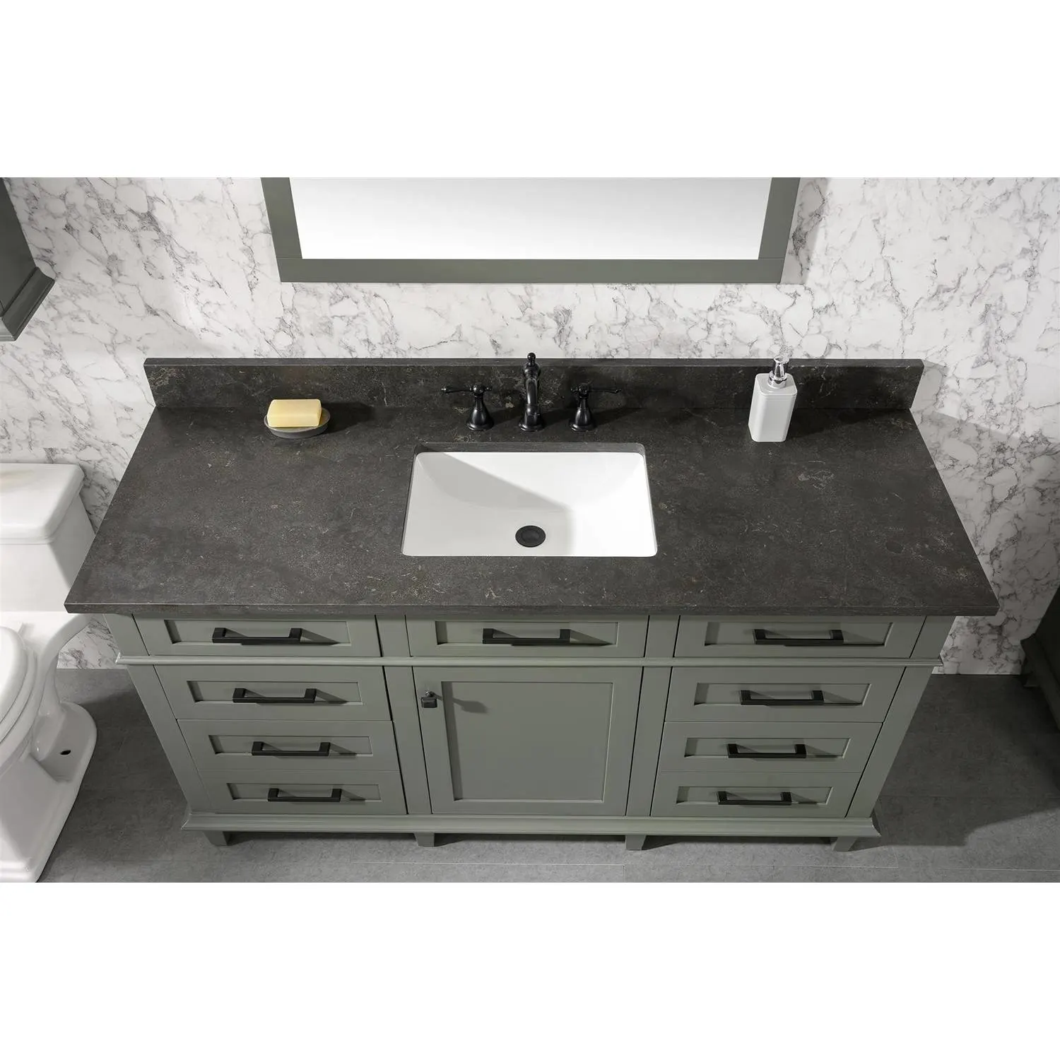 Legion Furniture 60 Inch Blue Lime Stone Top Pewter Green Vanity Cabinet - image 18
