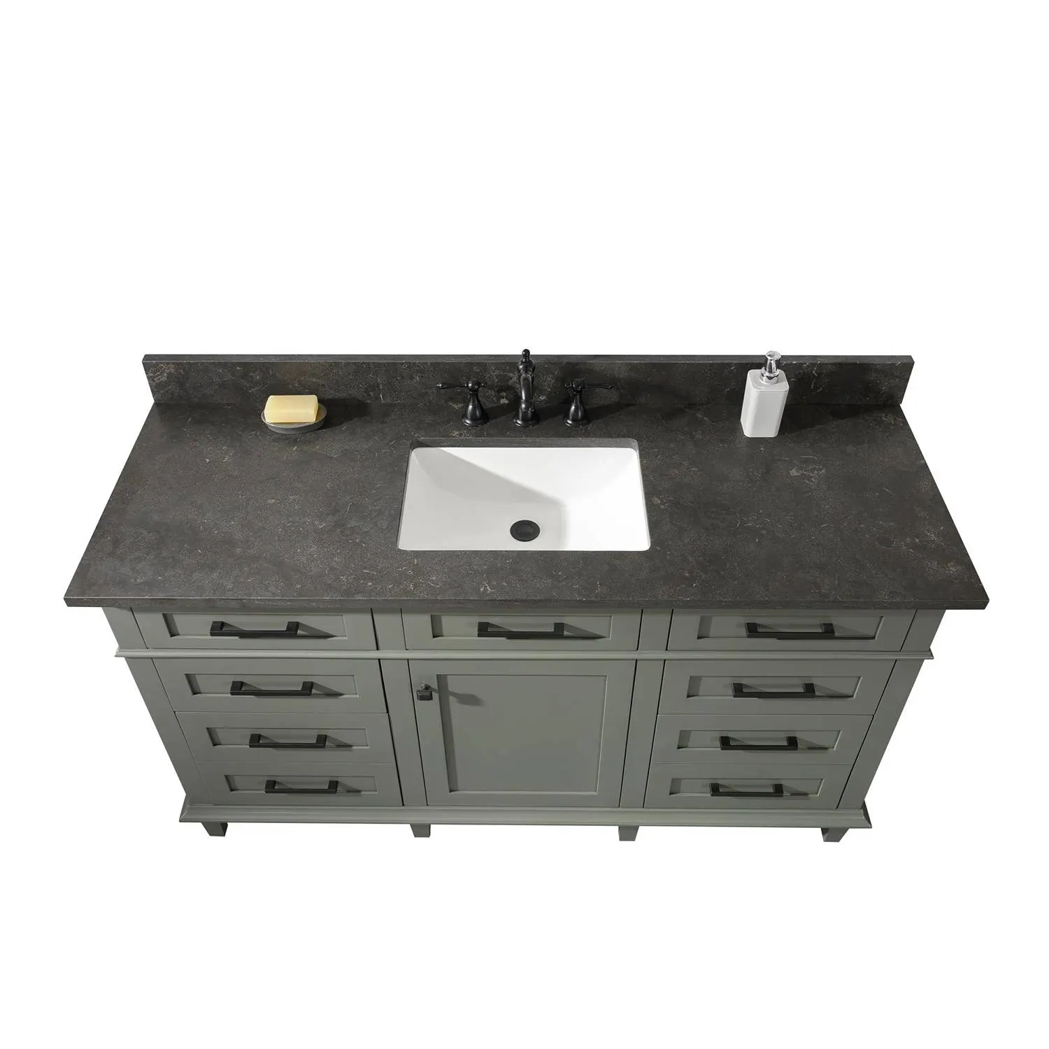 Legion Furniture 60 Inch Blue Lime Stone Top Pewter Green Vanity Cabinet - image 3