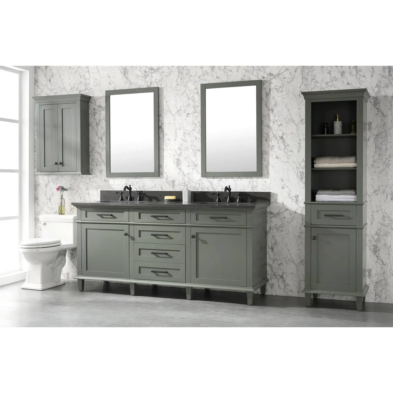 Legion Furniture 72 Inch Blue Lime Stone Top Pewter Green Vanity Cabinet - image 2