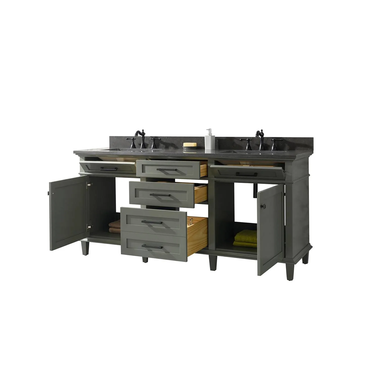 Legion Furniture 72 Inch Blue Lime Stone Top Pewter Green Vanity Cabinet - image 19