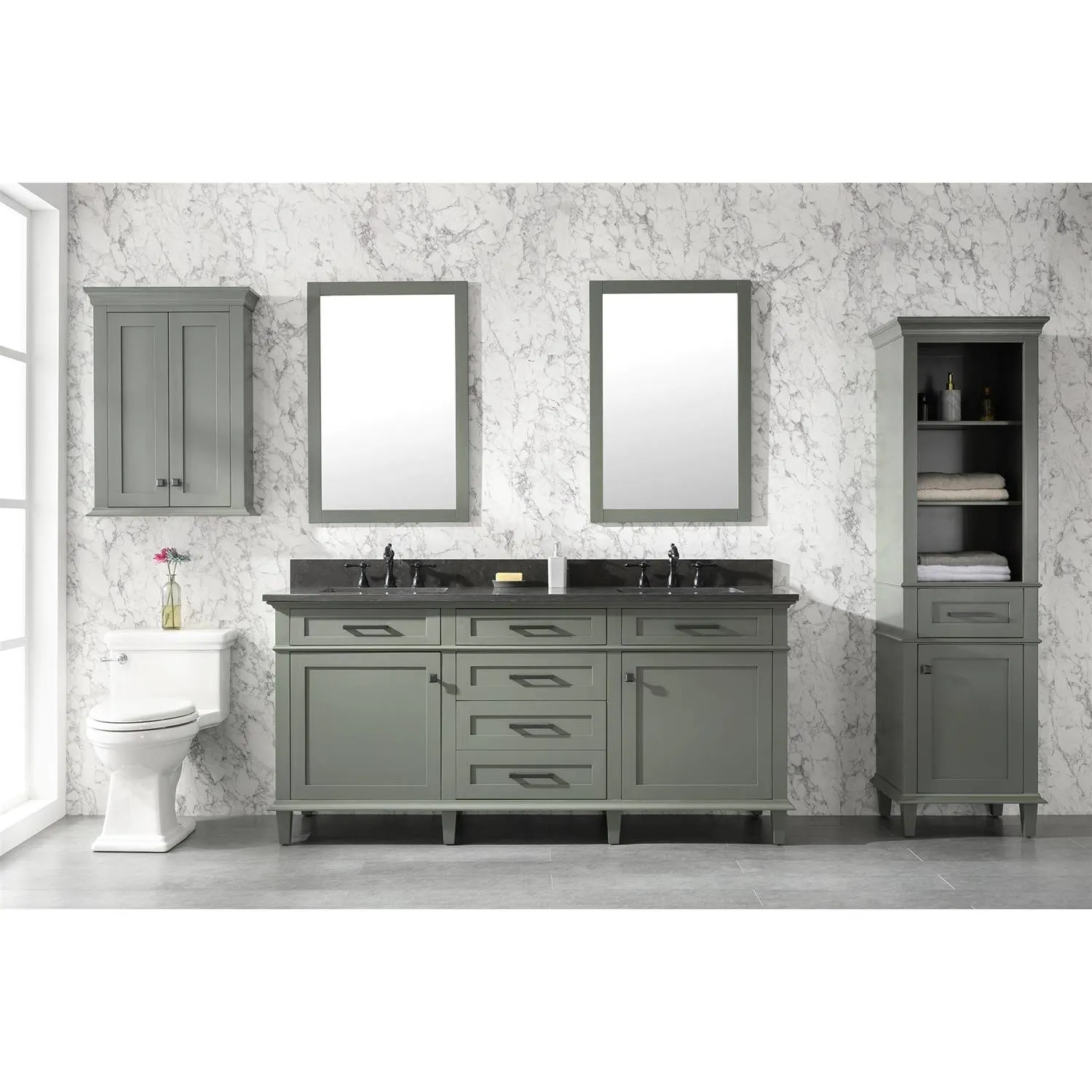 Legion Furniture 72 Inch Blue Lime Stone Top Pewter Green Vanity Cabinet - image 22