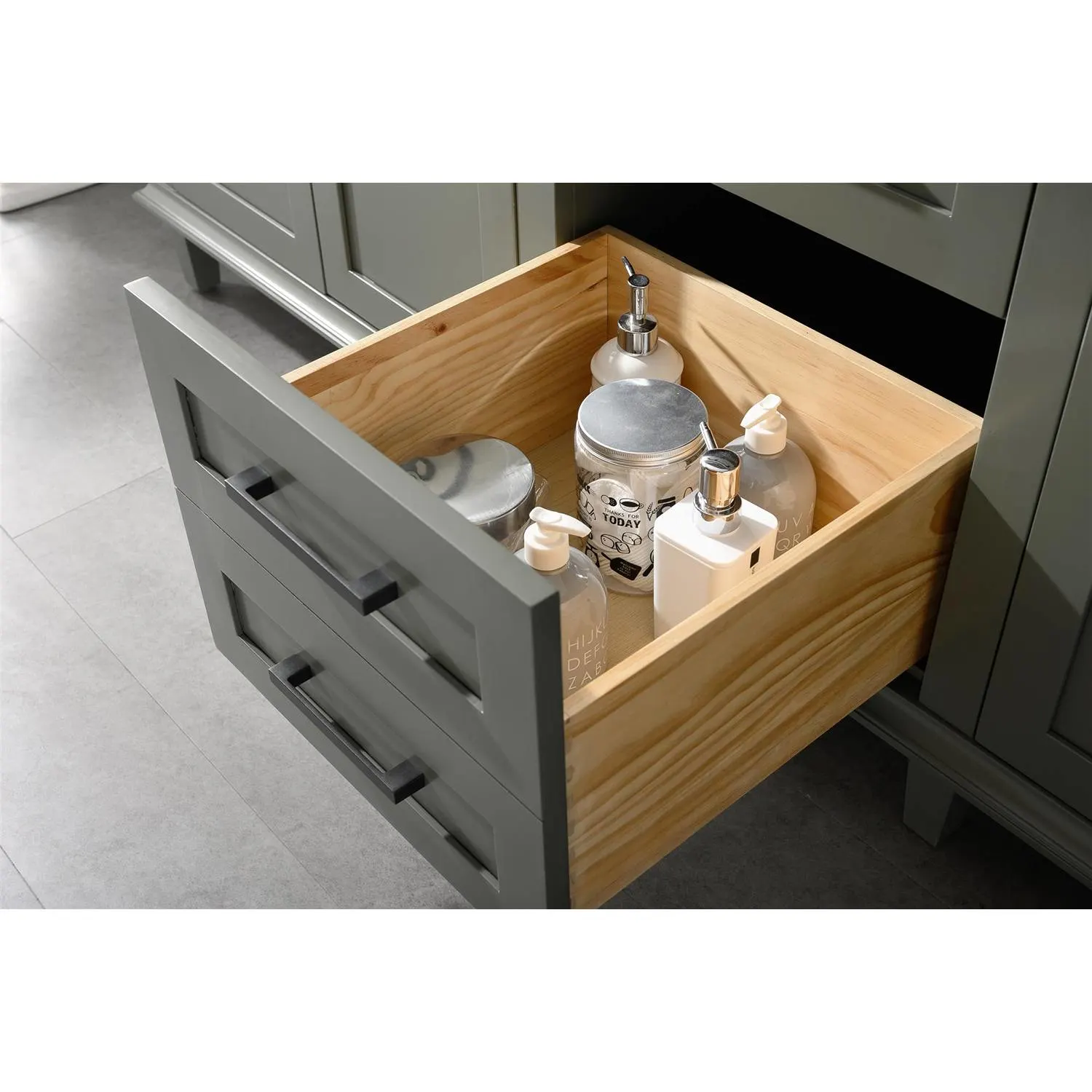 Legion Furniture 80 Inch Blue Lime Stone Top Pewter Green Vanity Cabinet - image 11