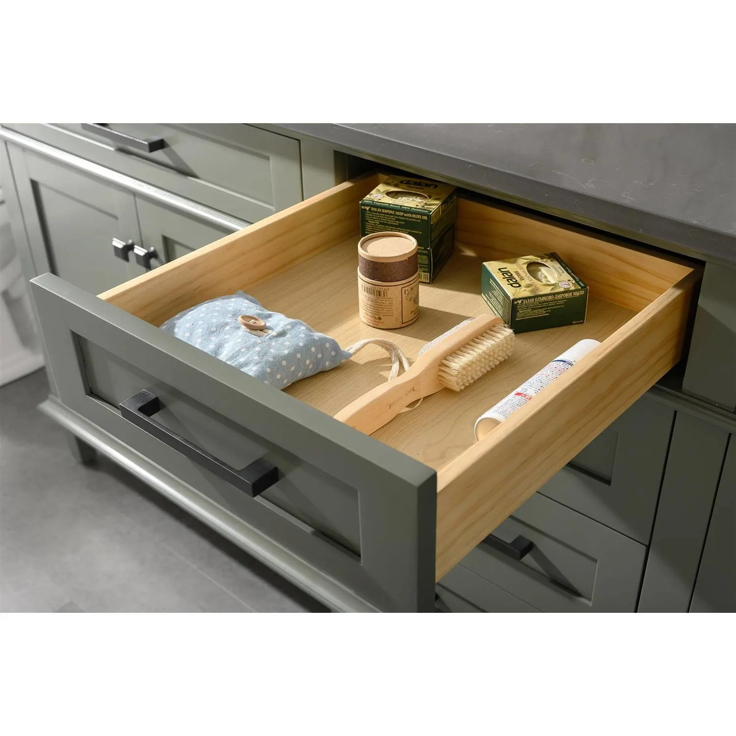 Legion Furniture 80 Inch Blue Lime Stone Top Pewter Green Vanity Cabinet - image 13