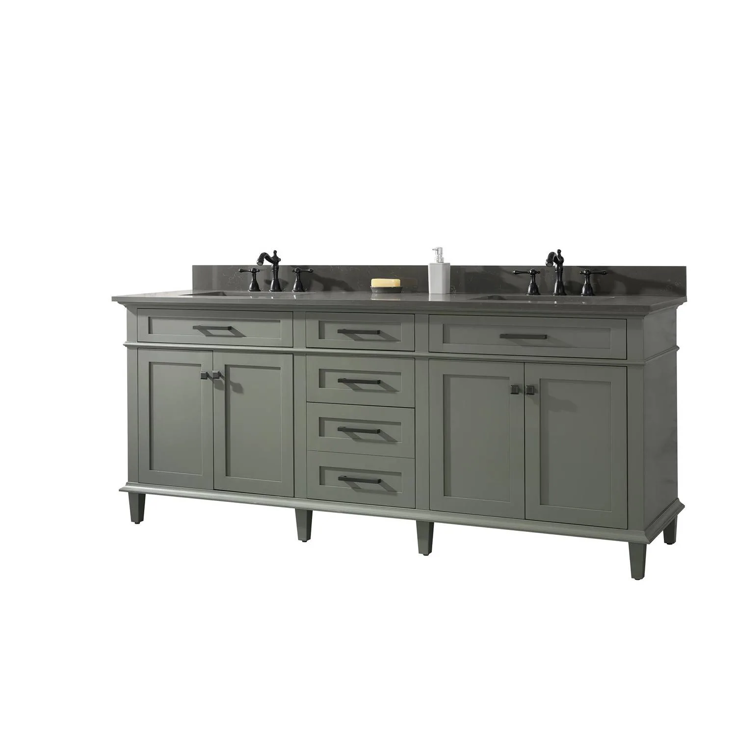 Legion Furniture 80 Inch Blue Lime Stone Top Pewter Green Vanity Cabinet - image 21