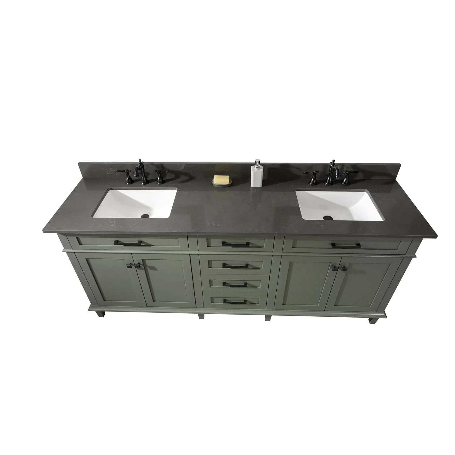 Legion Furniture 80 Inch Blue Lime Stone Top Pewter Green Vanity Cabinet - image 23