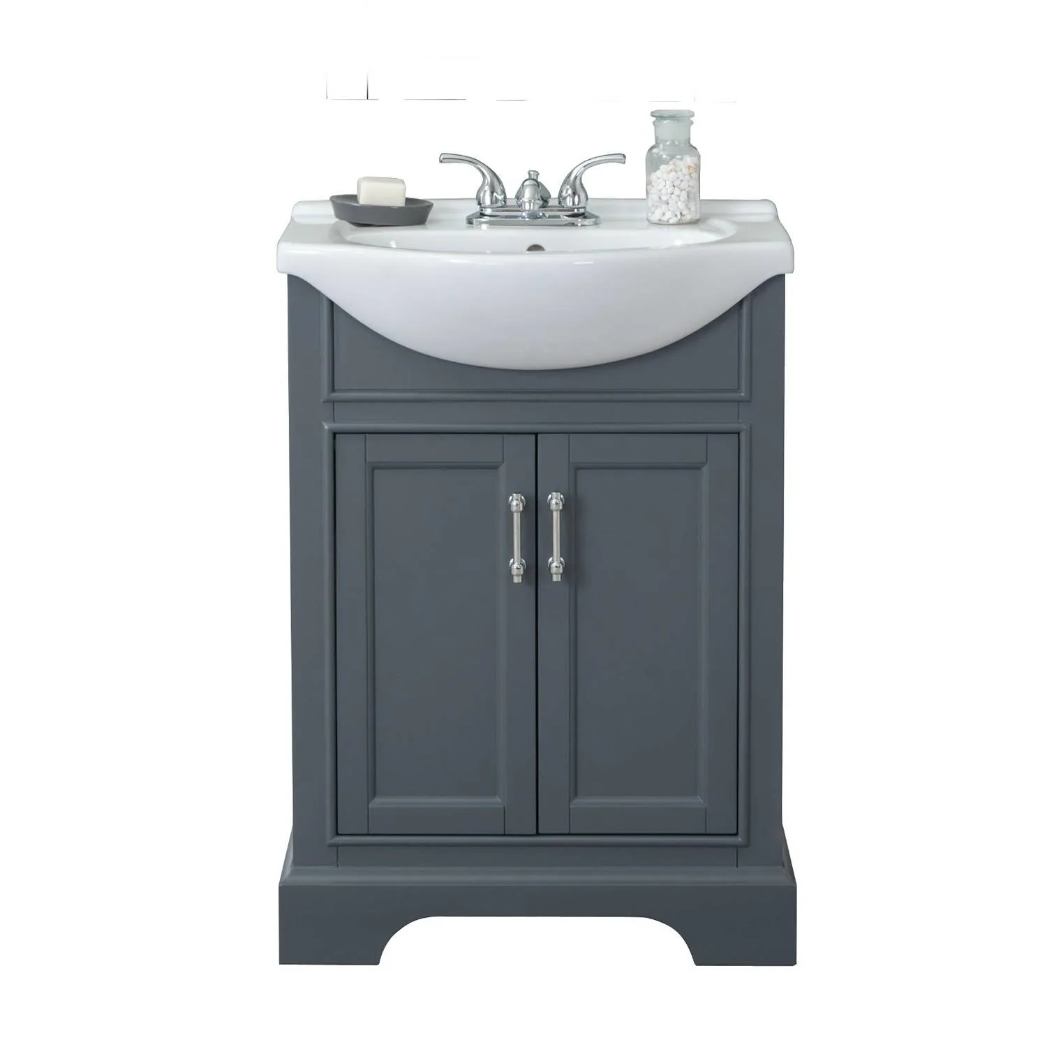 Legion Furniture 24 Inch White Ceramic Top and Sink Vanity Cabinet