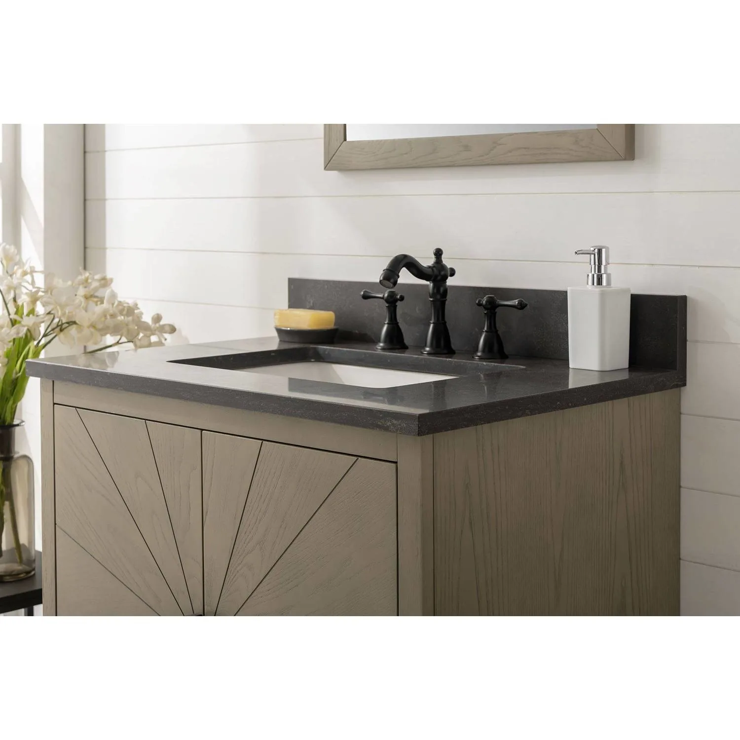 Legion Furniture 30 Inch Blue Limestone Top Ceramic Sink Vanity Cabinet - image 3