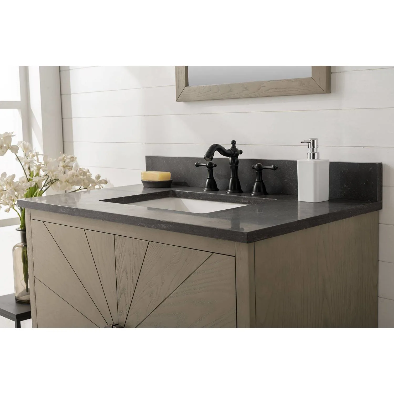 Legion Furniture 36 Inch Blue Limestone Top Ceramic Sink Vanity Cabinet - image 4