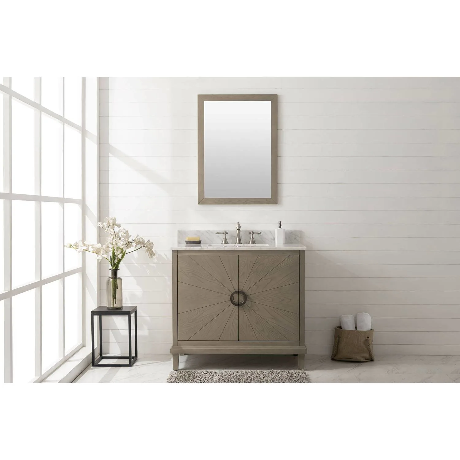 Legion Furniture 36 Inch Carrara White Top Ceramic Sink Vanity Cabinet