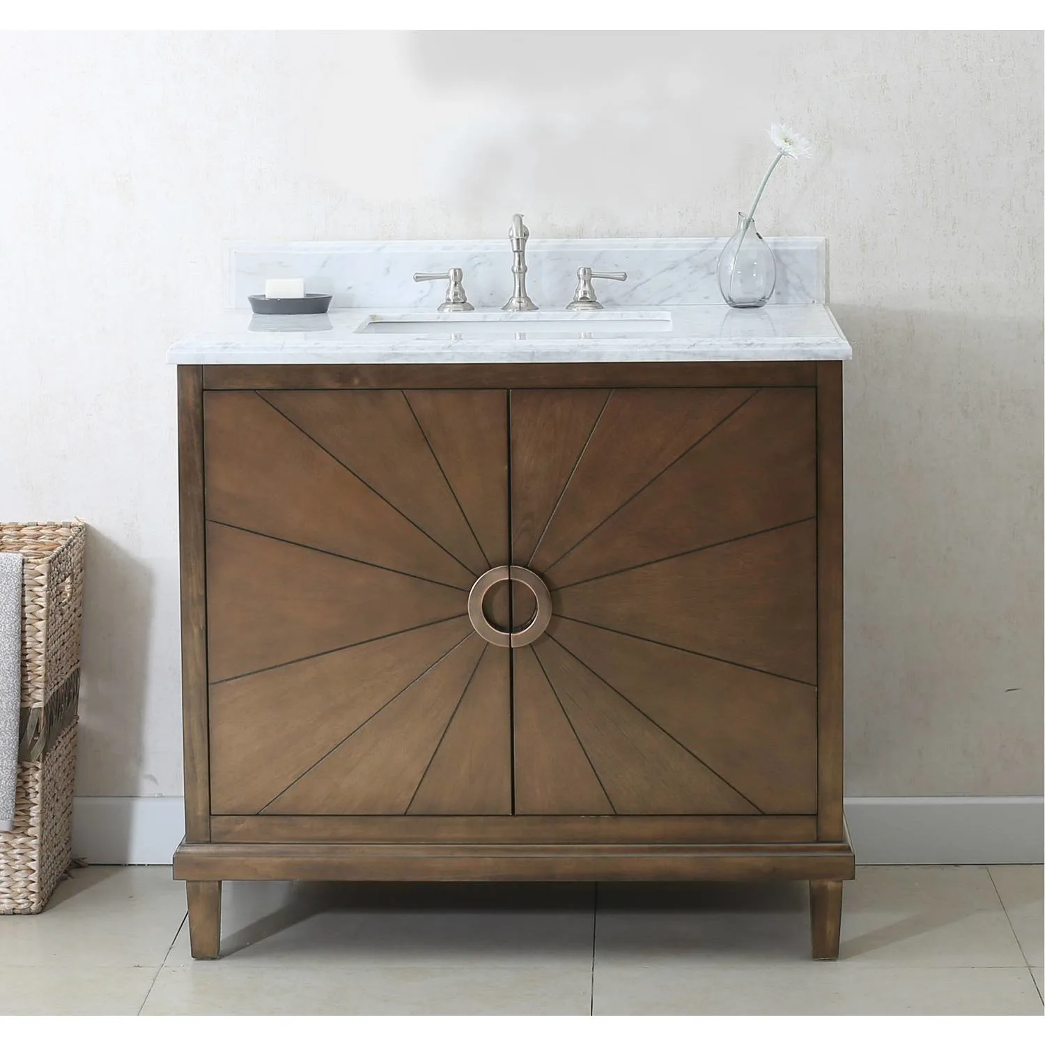 Legion Furniture 36 Inch Carrara White Top Ceramic Sink Vanity Cabinet