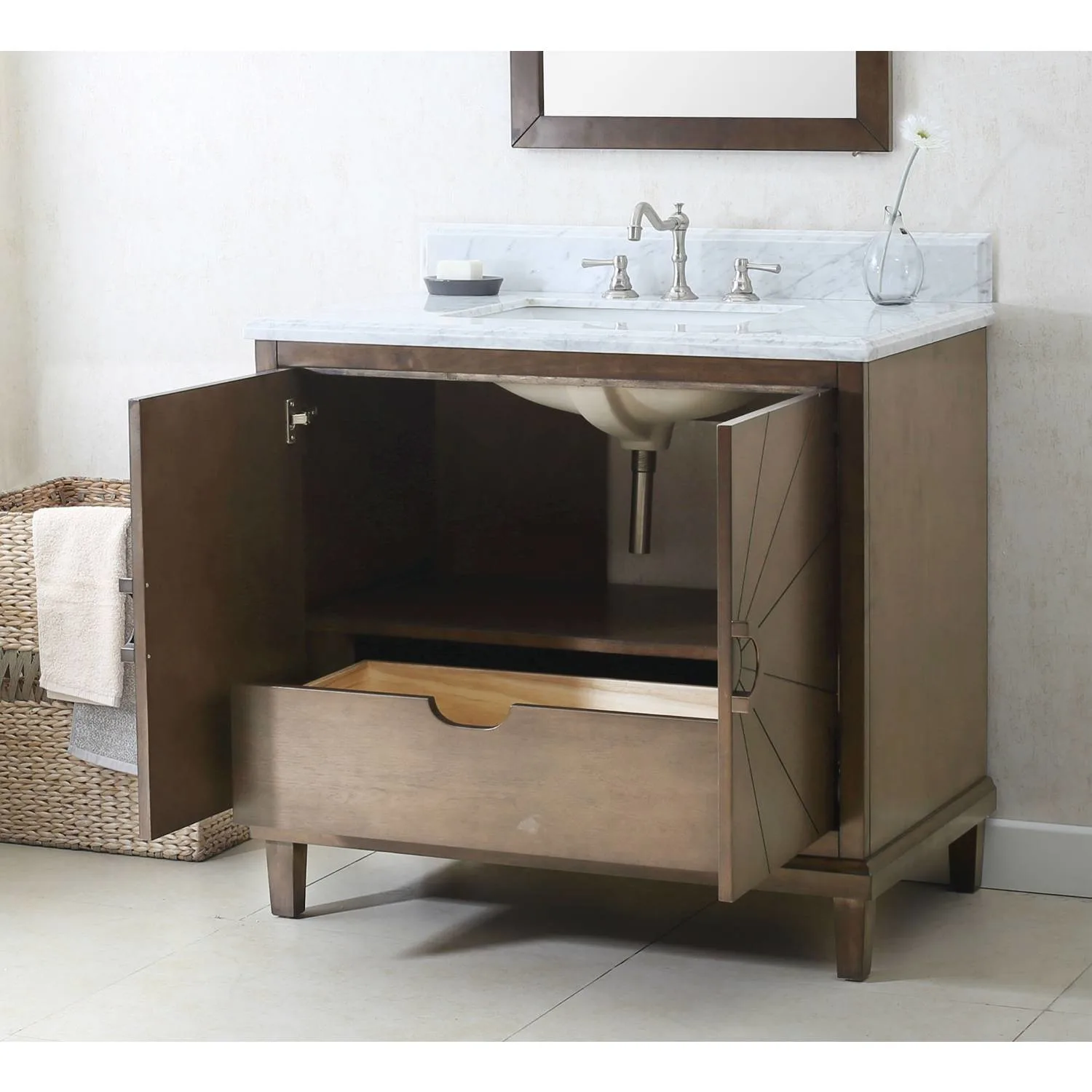 Legion Furniture 36 Inch Carrara White Top Ceramic Sink Vanity Cabinet - image 9