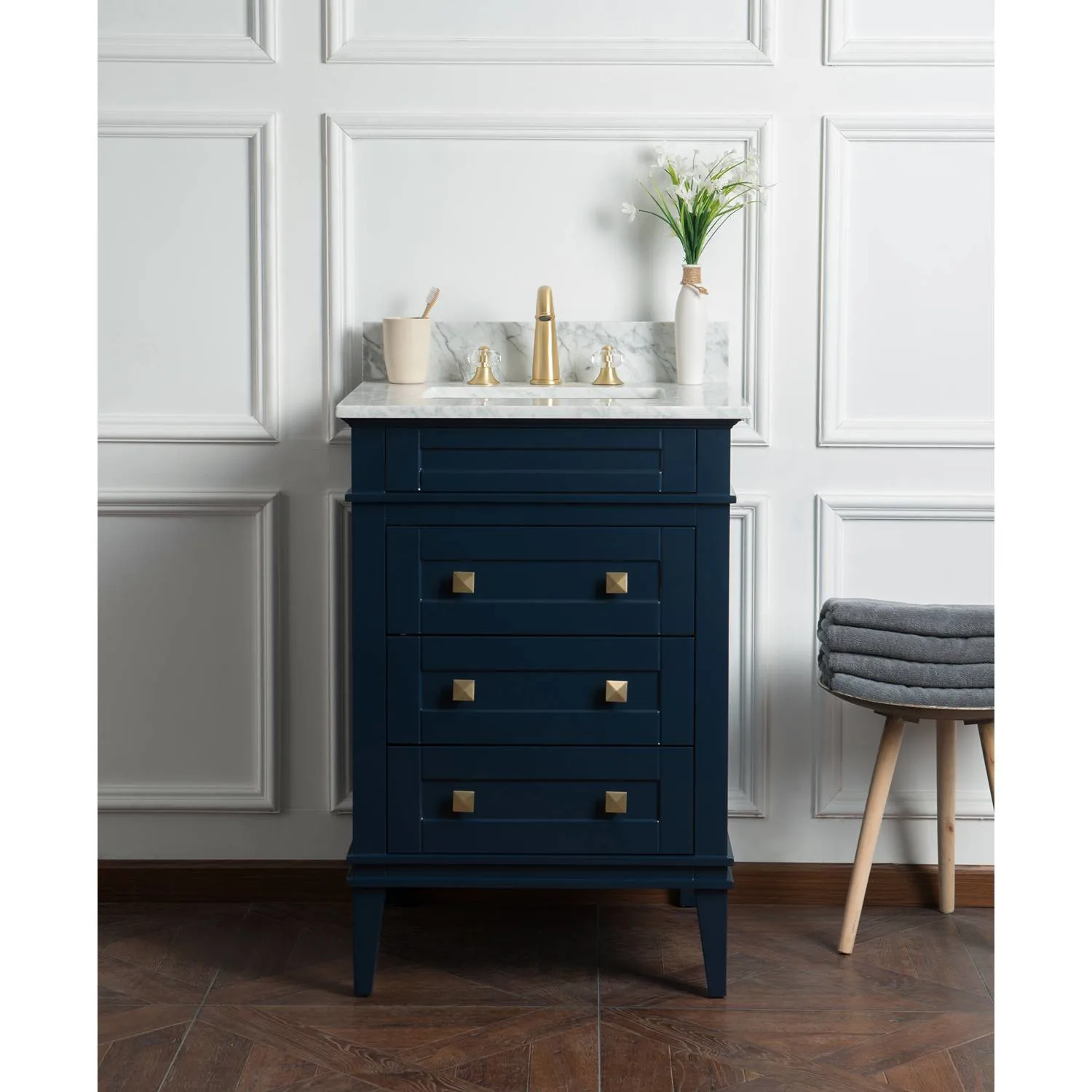 Legion Furniture 24 Inch Carrara White Top Square Basin Vanity Cabinet