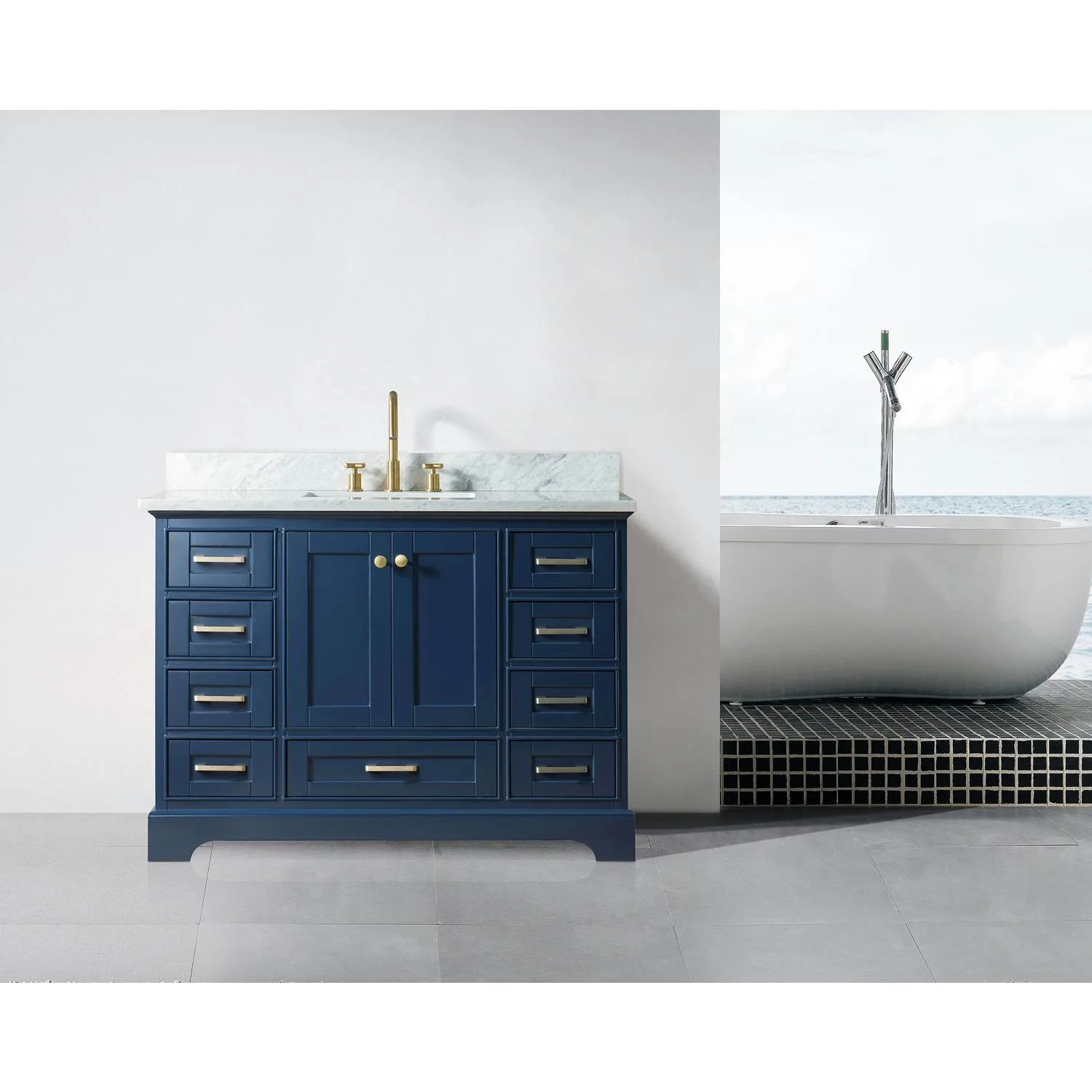 Legion Furniture 48 Inch Carrara White Top Square Basin Vanity Cabinet - image 3