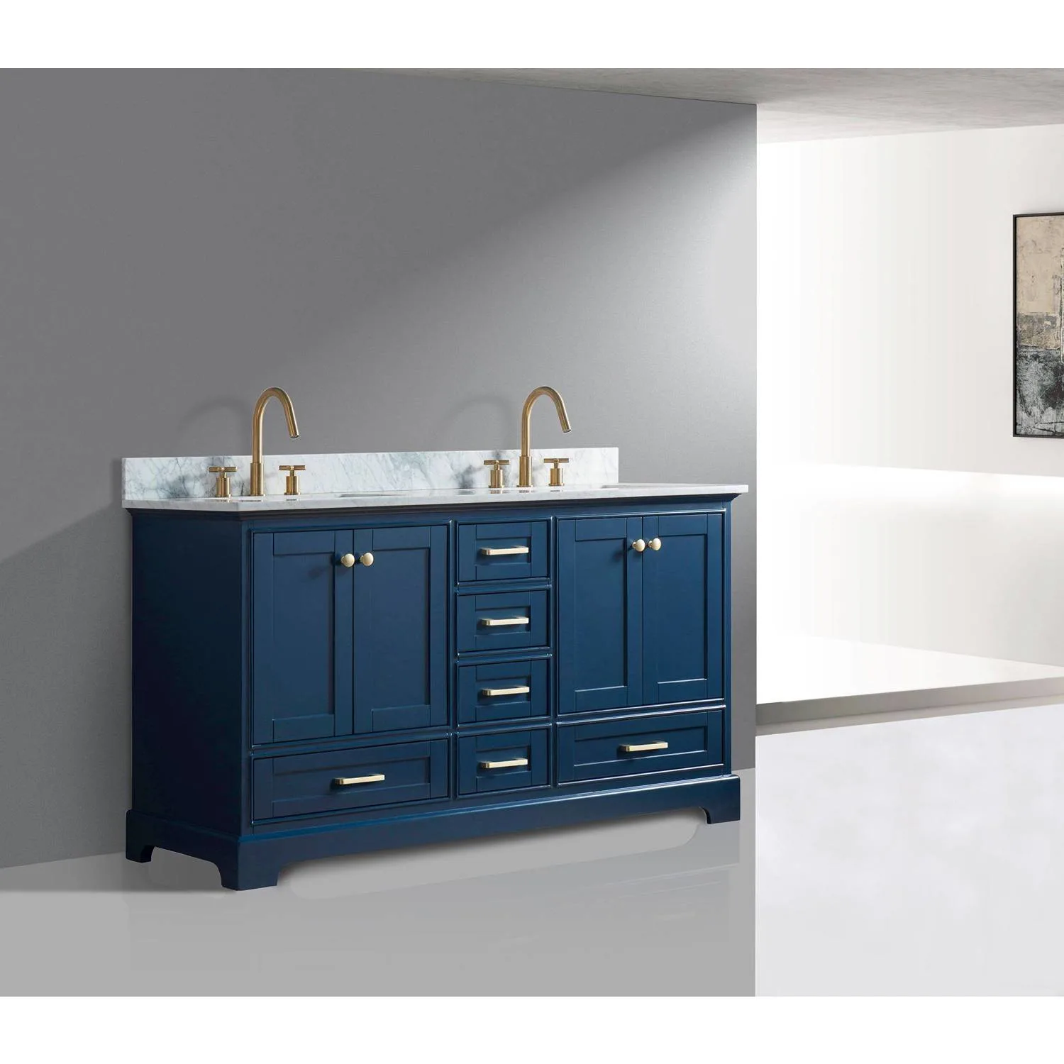 Legion Furniture 60 Inch Carrara White Top Square Basin Vanity Cabinet - image 3